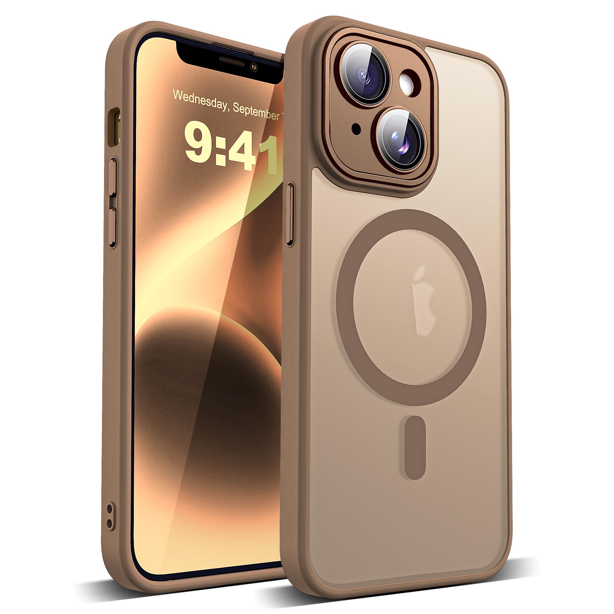 YEMORAN Compatible with iPhone 14 Case with Built-in Camera Lens Protector Translucent Magnetic iPhone 14 Phone Case 6.1 [Compat