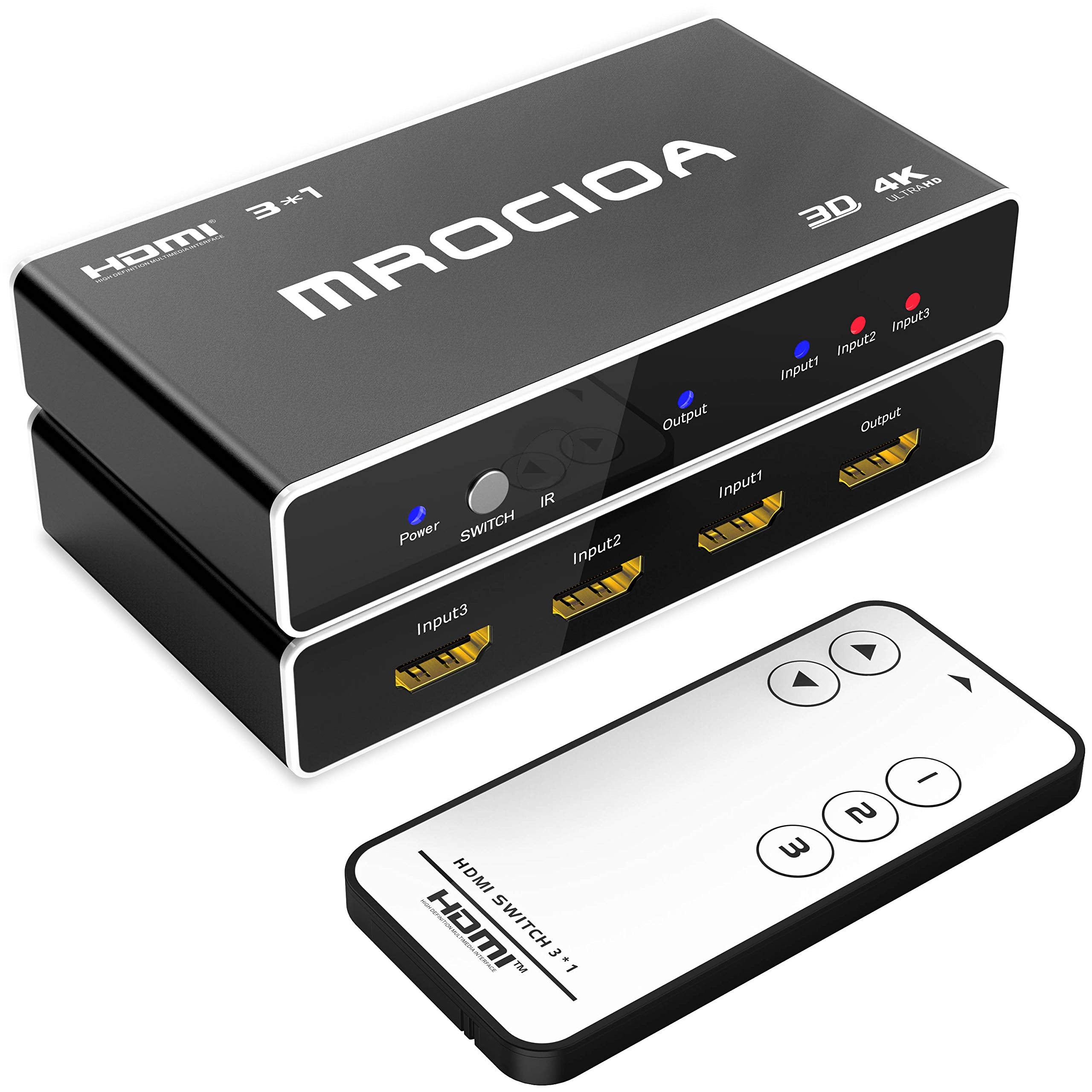 Hdmi Switch 3 In 1 Out 4K Hdmi Switcher Box With Remote. Hdmi Splitter 4K Hub. Support Ps4/ Xbox One/Fire Tv/Apple Tv/Sky Box/St