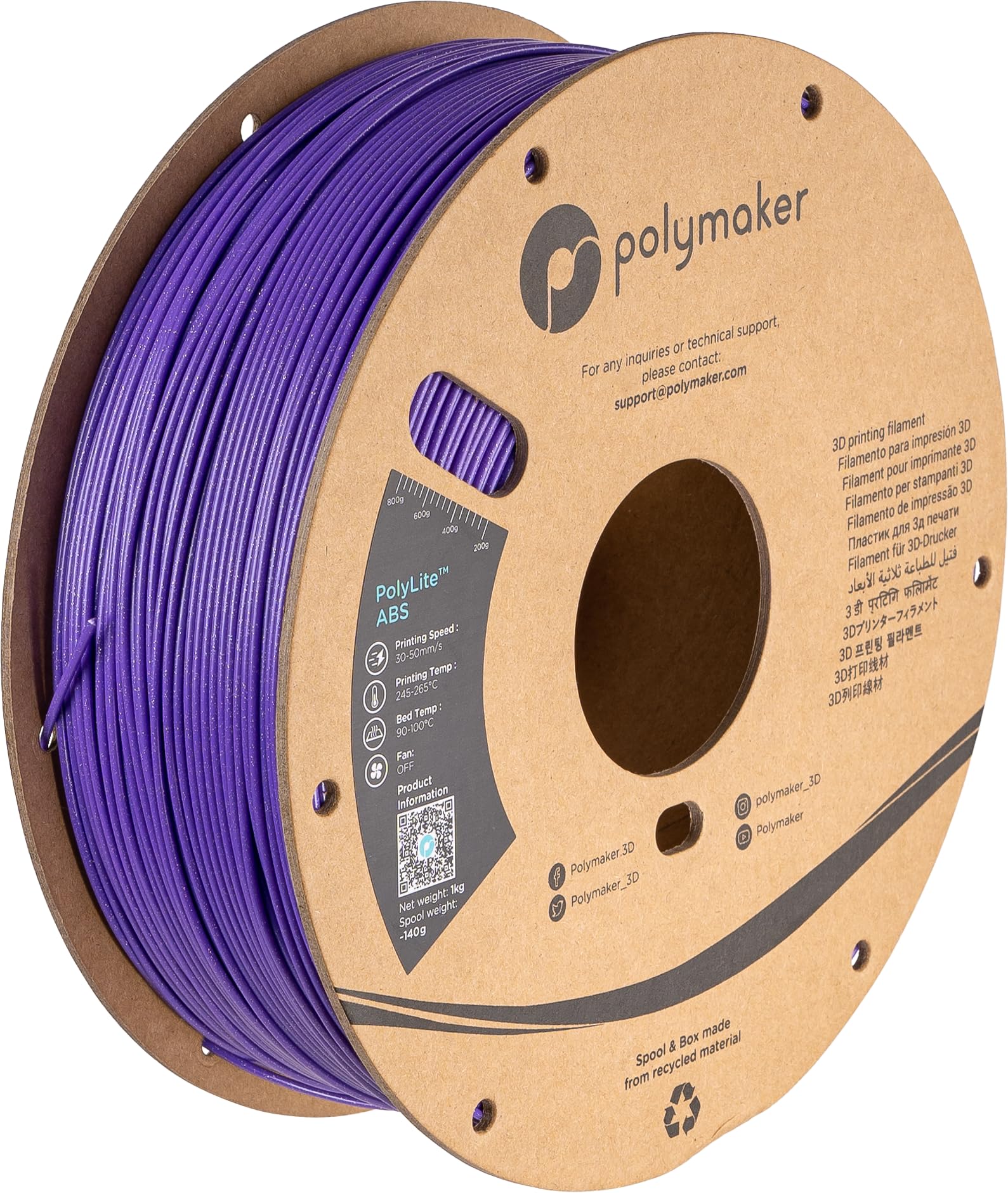 Polymaker Glitter Abs Filament 1.75Mm, Galaxy Purple Abs 3D Printer Filament 1.75Mm Heat Resistant 1Kg   Twinkling Abs 3D Printi