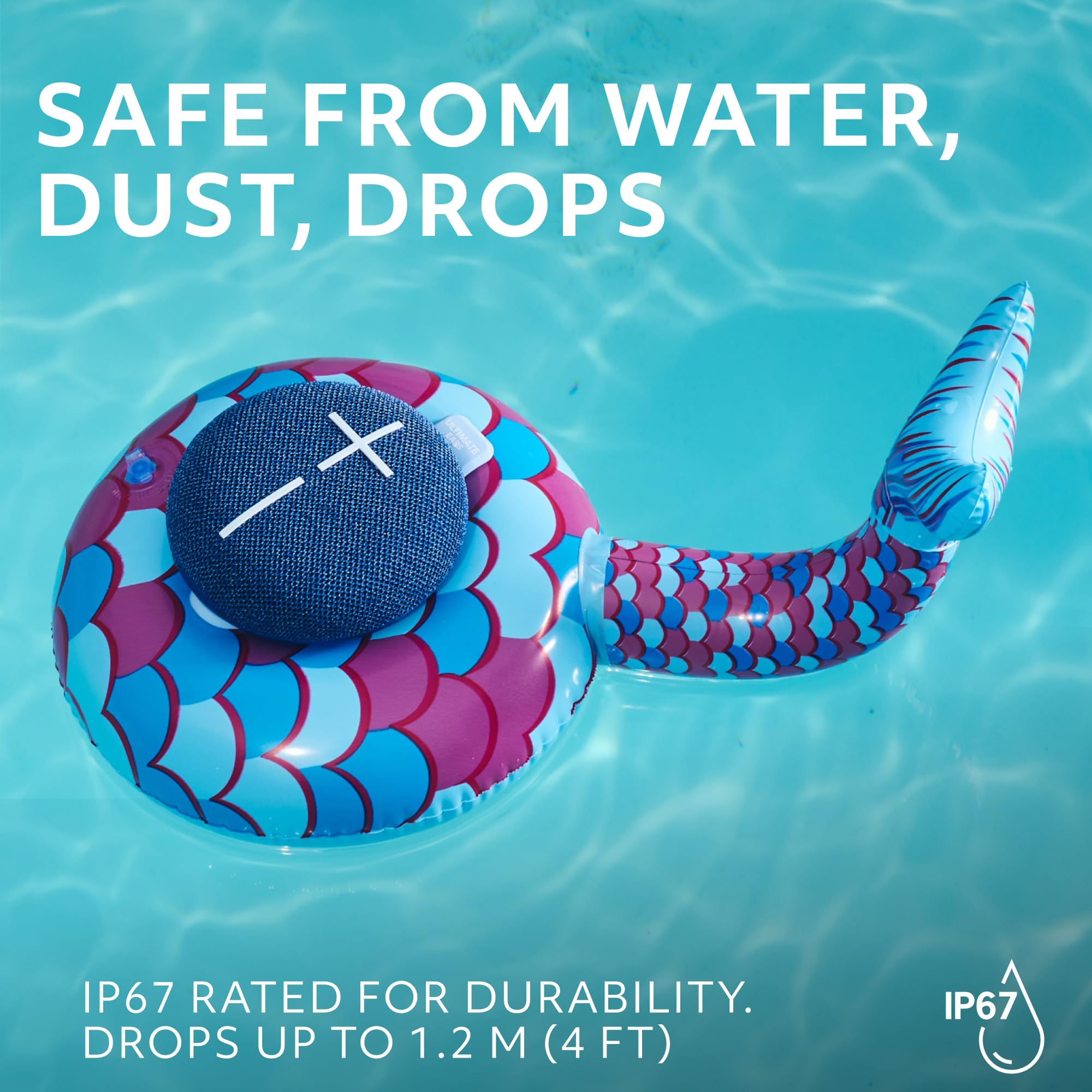 Ultimate Ears Miniroll Ultra Portable Waterproof Bluetooth Speaker, Big Bass, Ip67 Dustproof, 131 Ft (40 M) Range   Majestic Blu