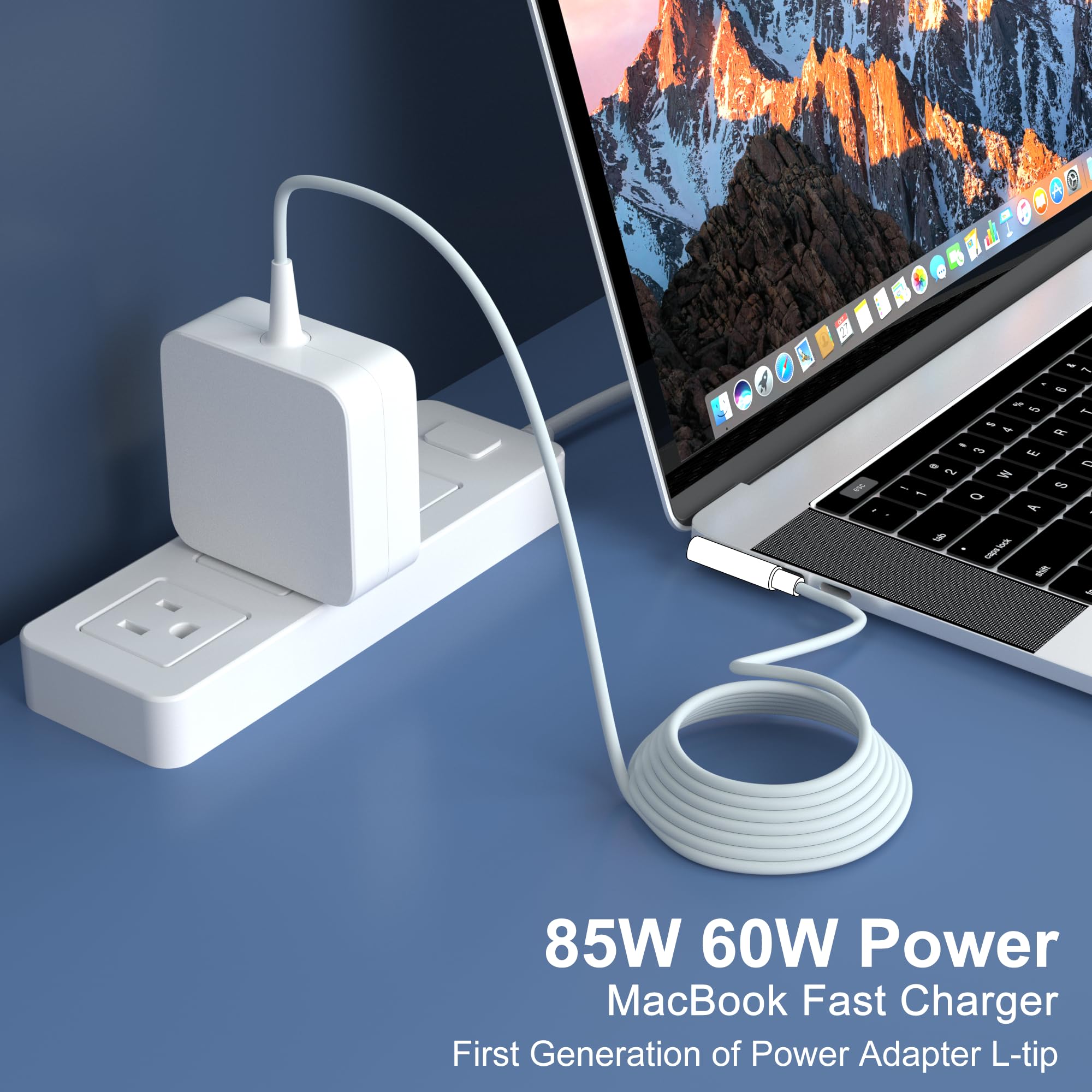 Mac Book Pro Charger, 85W 60W Power Adapter L Tip For Macbook Pro 13 15 17 Inch Before Mid 2012, 6.6Ft Macbook Cable
