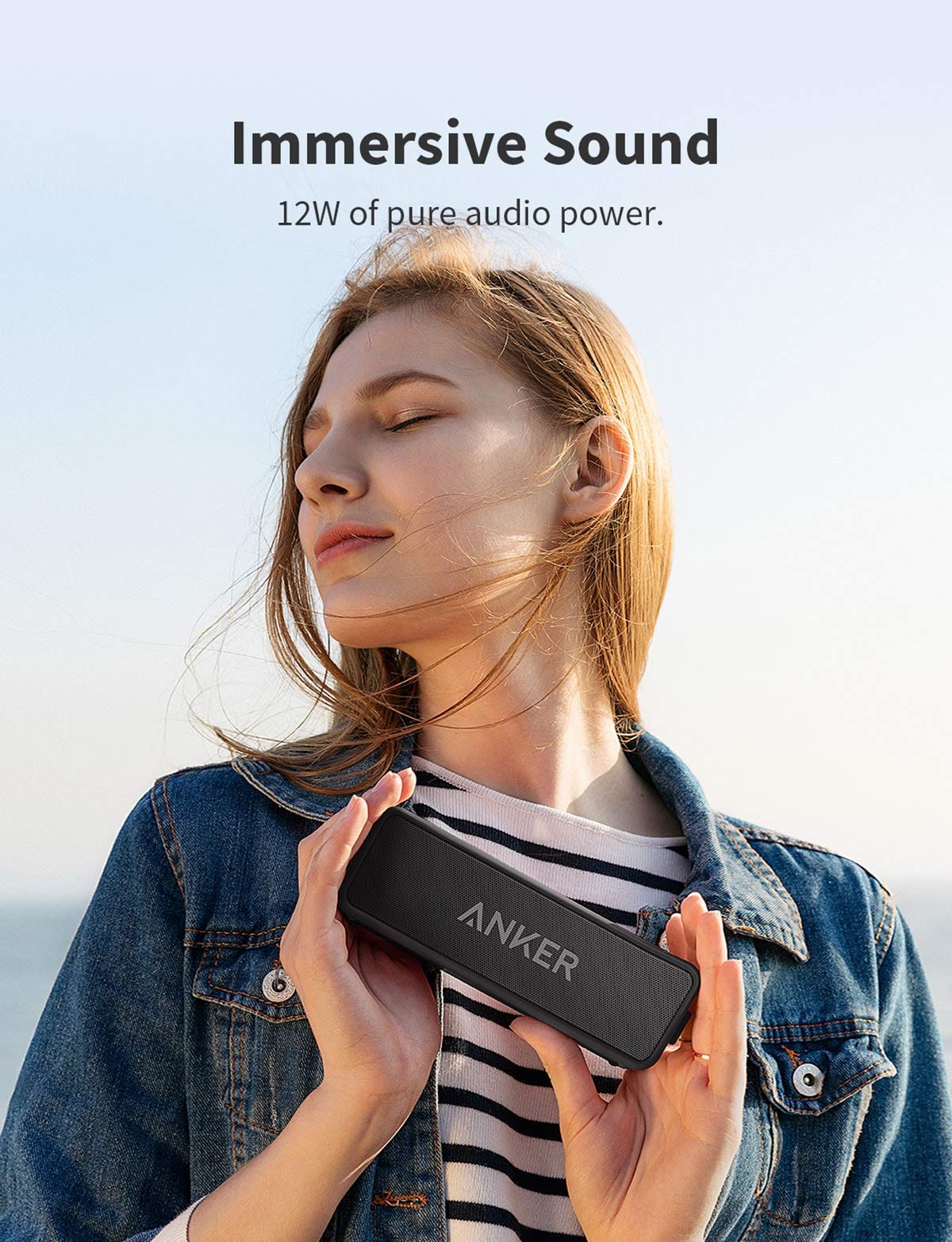 Anker Soundcore 2 Portable Bluetooth Speaker With 12W Stereo Sound, Bluetooth 5, Bassup, Ipx7 Waterproof, 24 Hour Playtime, Wire