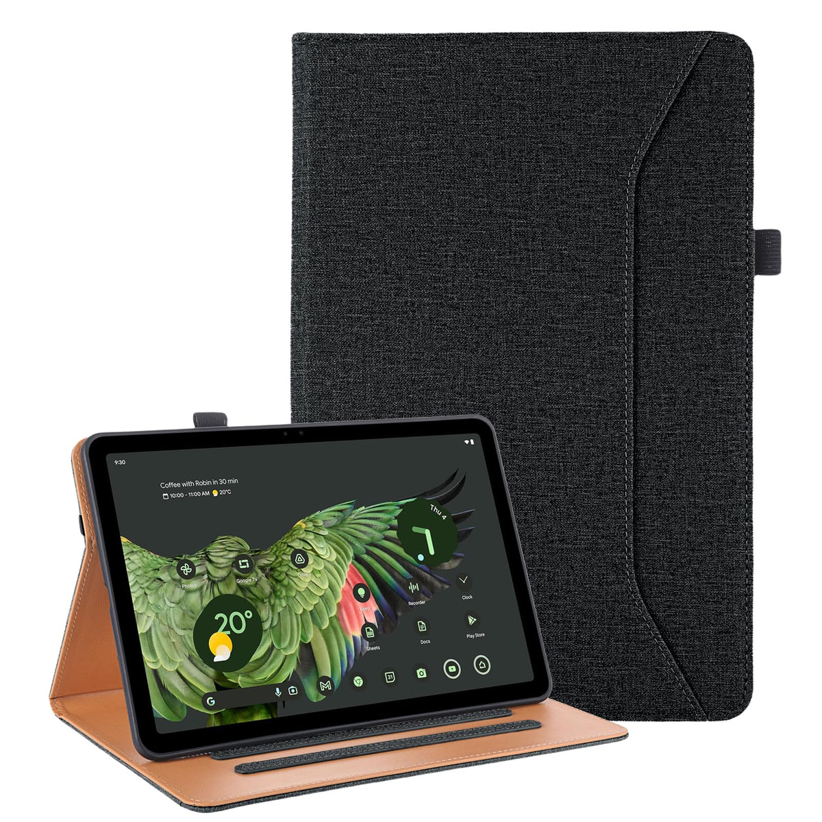 Vakarey For Google Pixel Tablet Case With Pen Holder Multi Angle Support Case For Google Pixel Tablet 11 Inch With Hand Strap,Bl