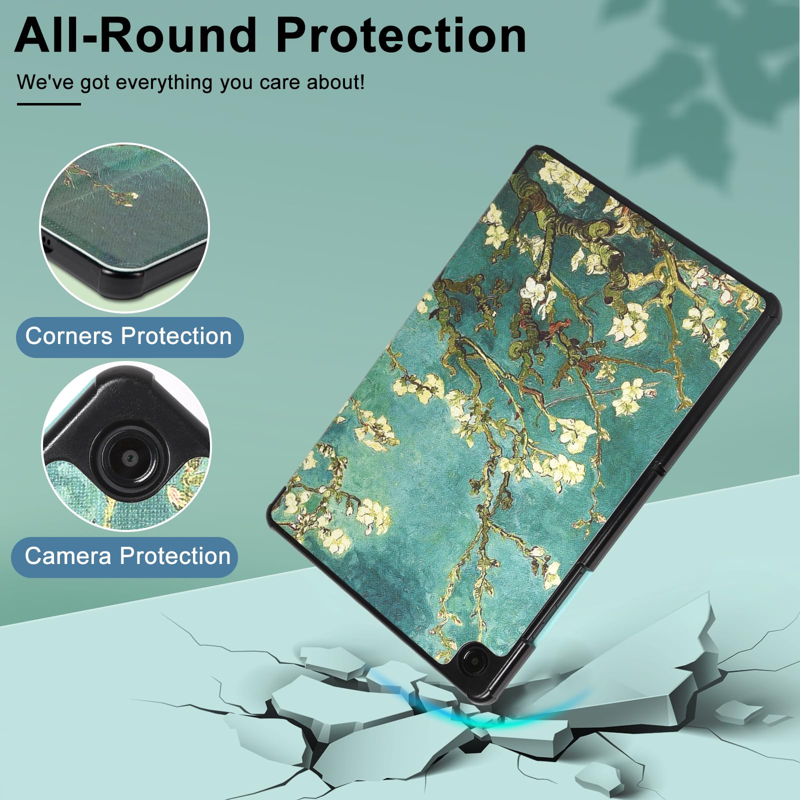 Caweet Case For Samsung Galaxy Tab A9+ / A9 Plus 11 Inch 2023, Ultra Slim Lightweight Hard Back Shell Tri Fold Stand Cover With