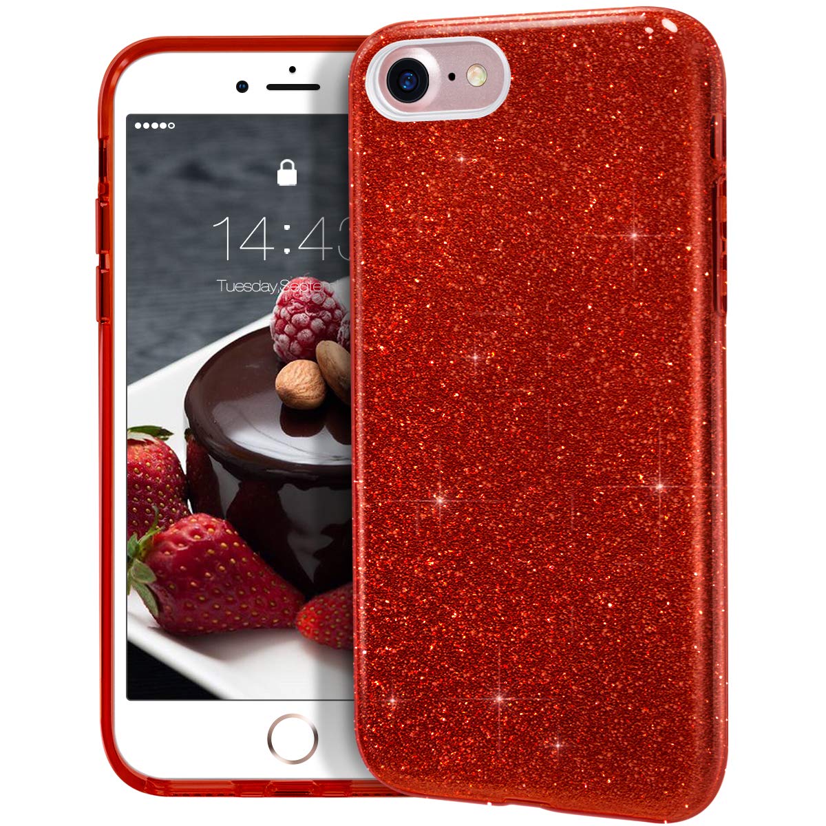 Mateprox Iphone Se 2022 Case,Iphone Se 2020 Case,Iphone 8 Case,Iphone 7 Glitter Bling Sparkle Cute Girls Women Protective Christ