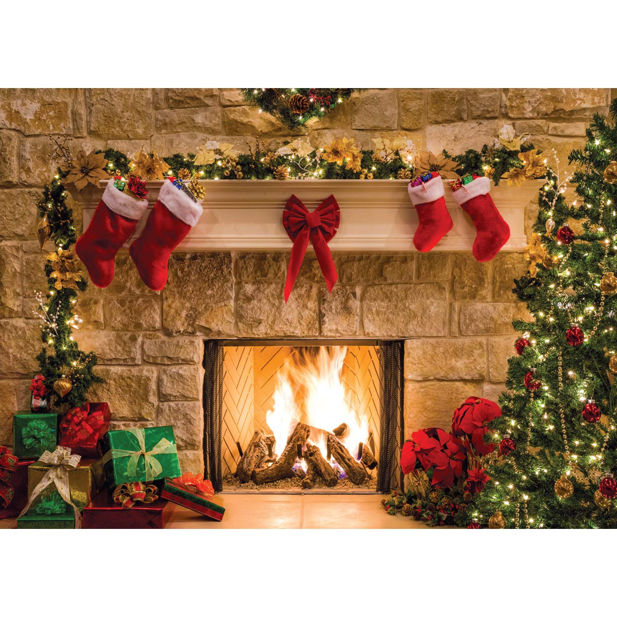 Sjoloon 7X5Ft Christmas Photography Backdrops Child Christmas Fireplace Decoration Background For Photo Studio (11209)