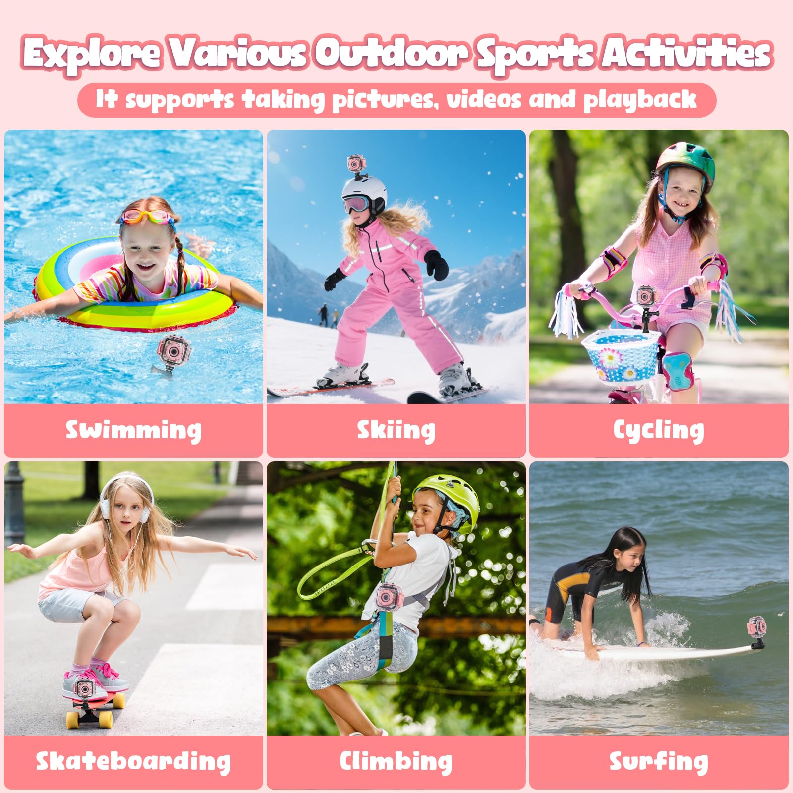 Prograce Kids Waterproof Camera Girls - Kids Video Camera Underwater 1080P Hd Children Camcorder Digital Cameras For Girls Chris