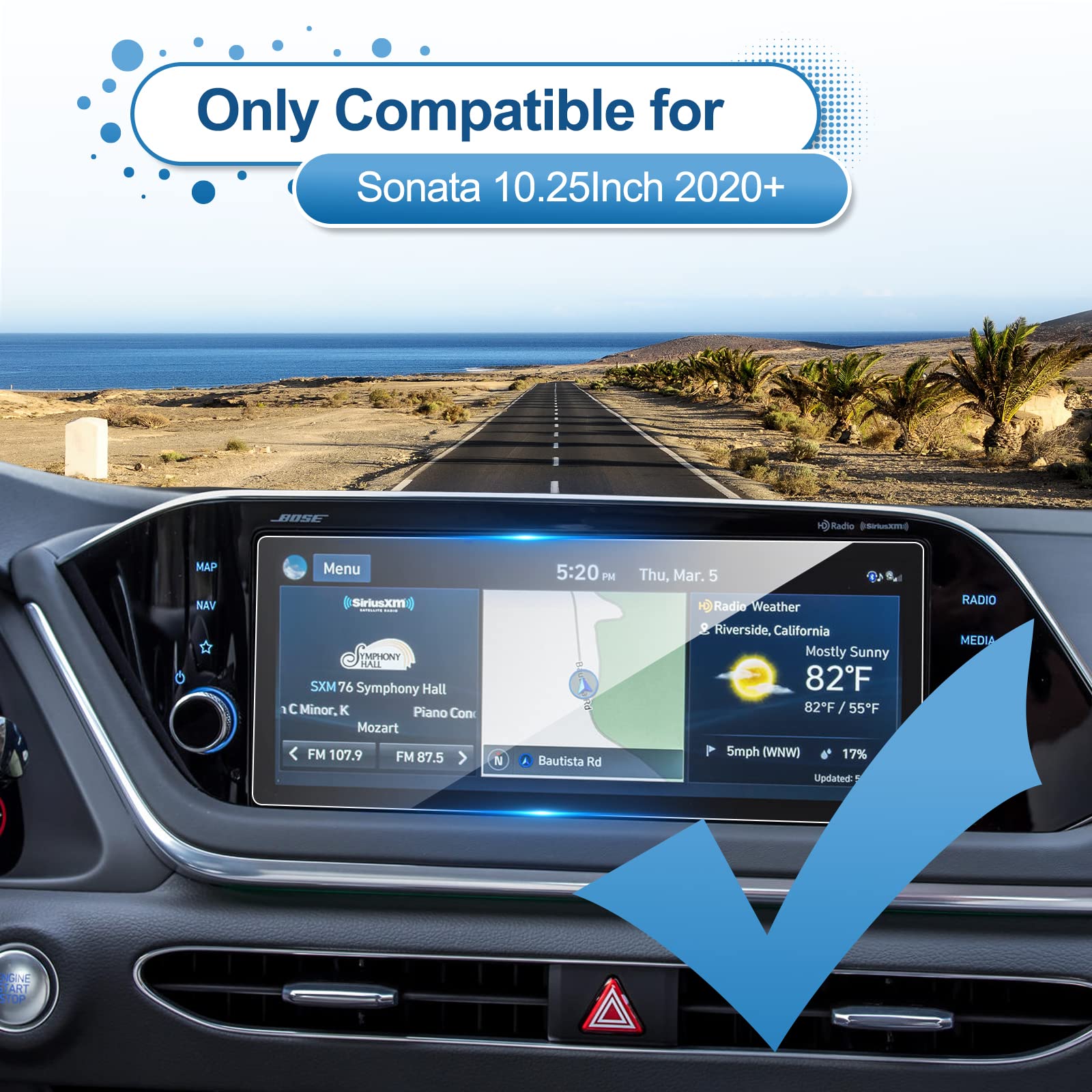 Coleya 2020 2021 2022 2023 Sonata/Sonata Hybrid Screen Protector For Hyundai Sonata (Sel/Sel Plus/N Line/Limited) 10.25 Inch Tou