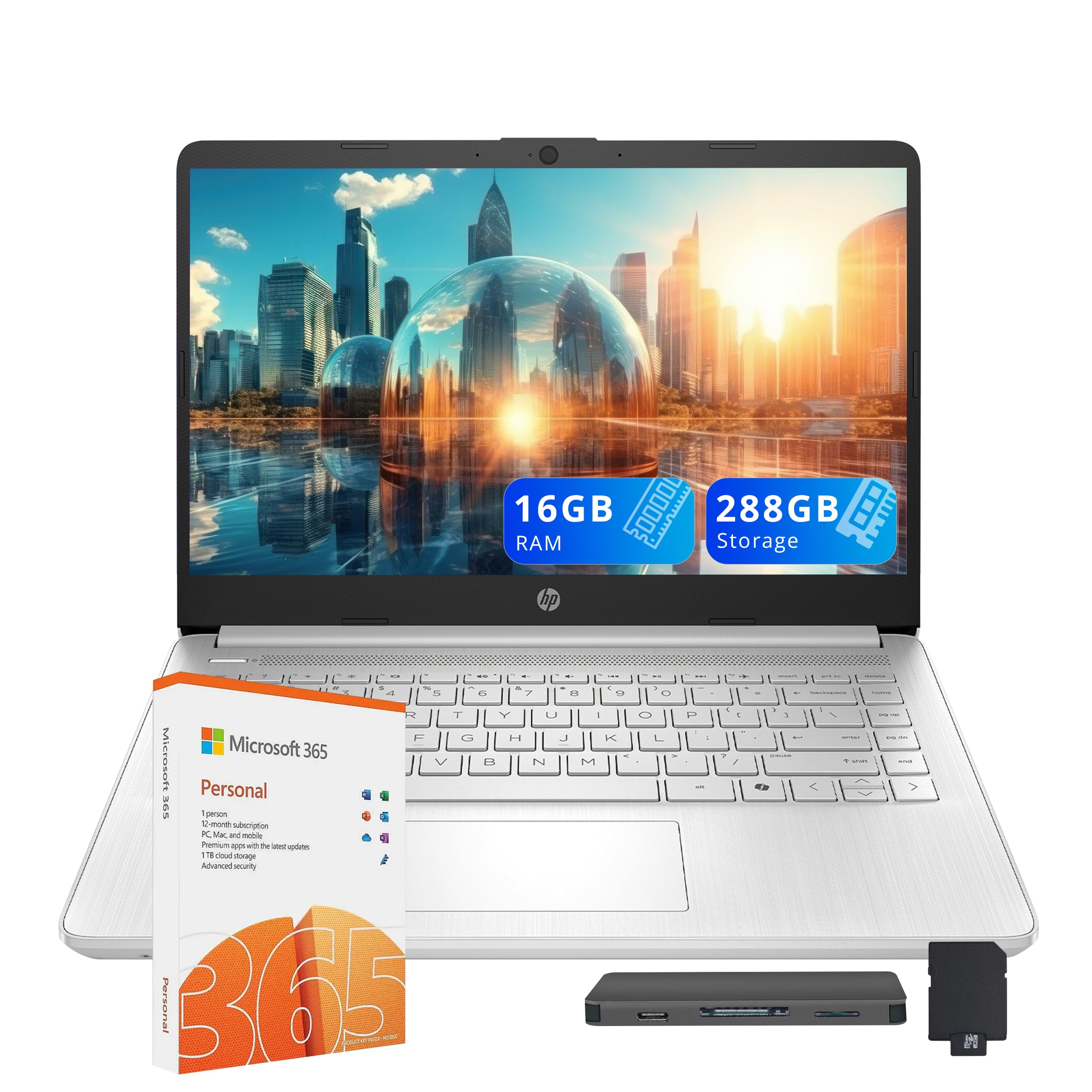 Hp Stream 14'' Hd Laptop, Intel Processor N150, 16Gb Ram, 288Gb Storage(128Gb Ufs+160Gb Docking Station Set), Intel Graphics, We