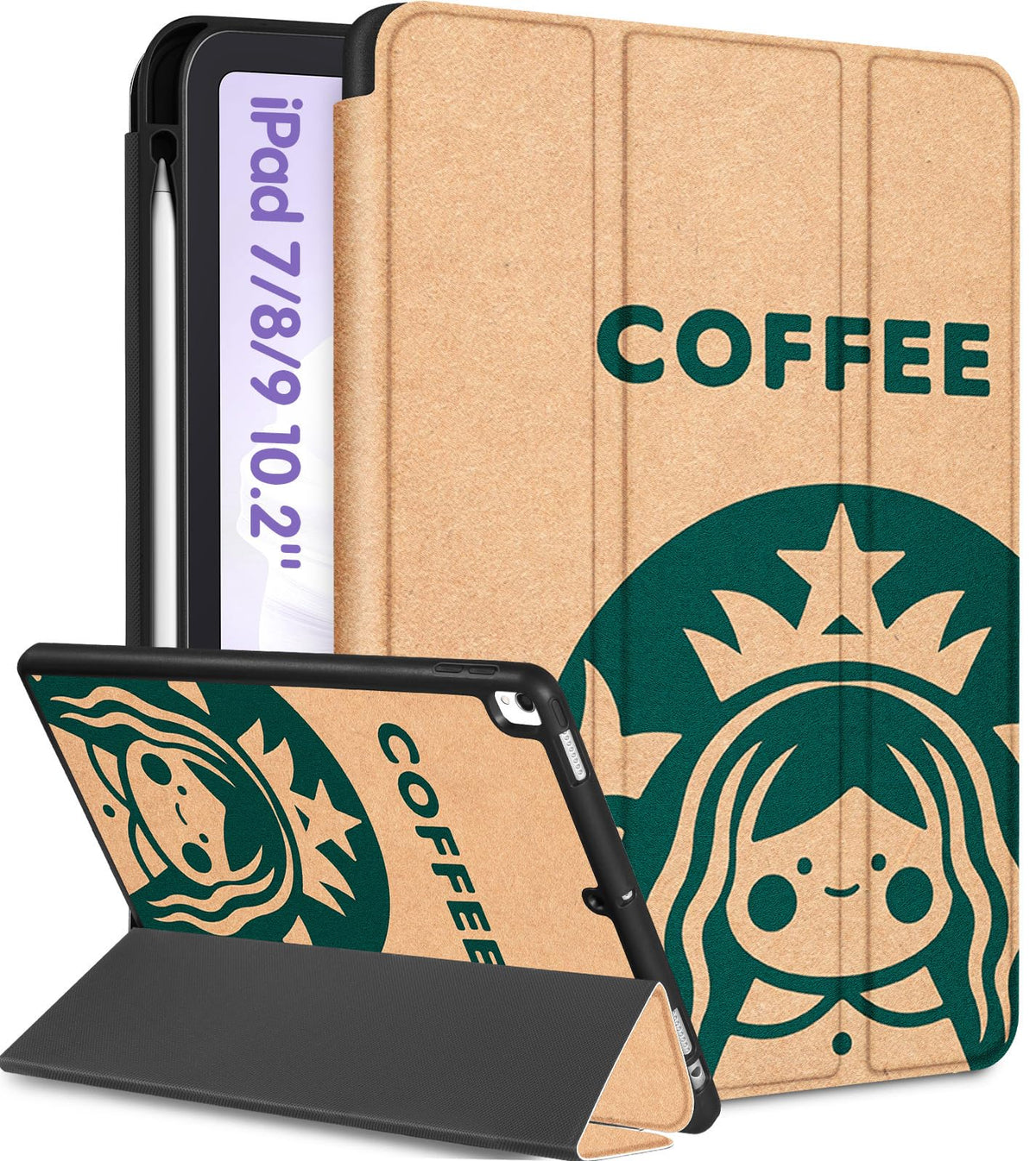 Uppuppy For Ipad 9Th/8Th/7Th Generation Case 10.2 Inch Girls Cute Kids Women Folio Smart Cover Pencil Holder Kawaii Cartoon Cool