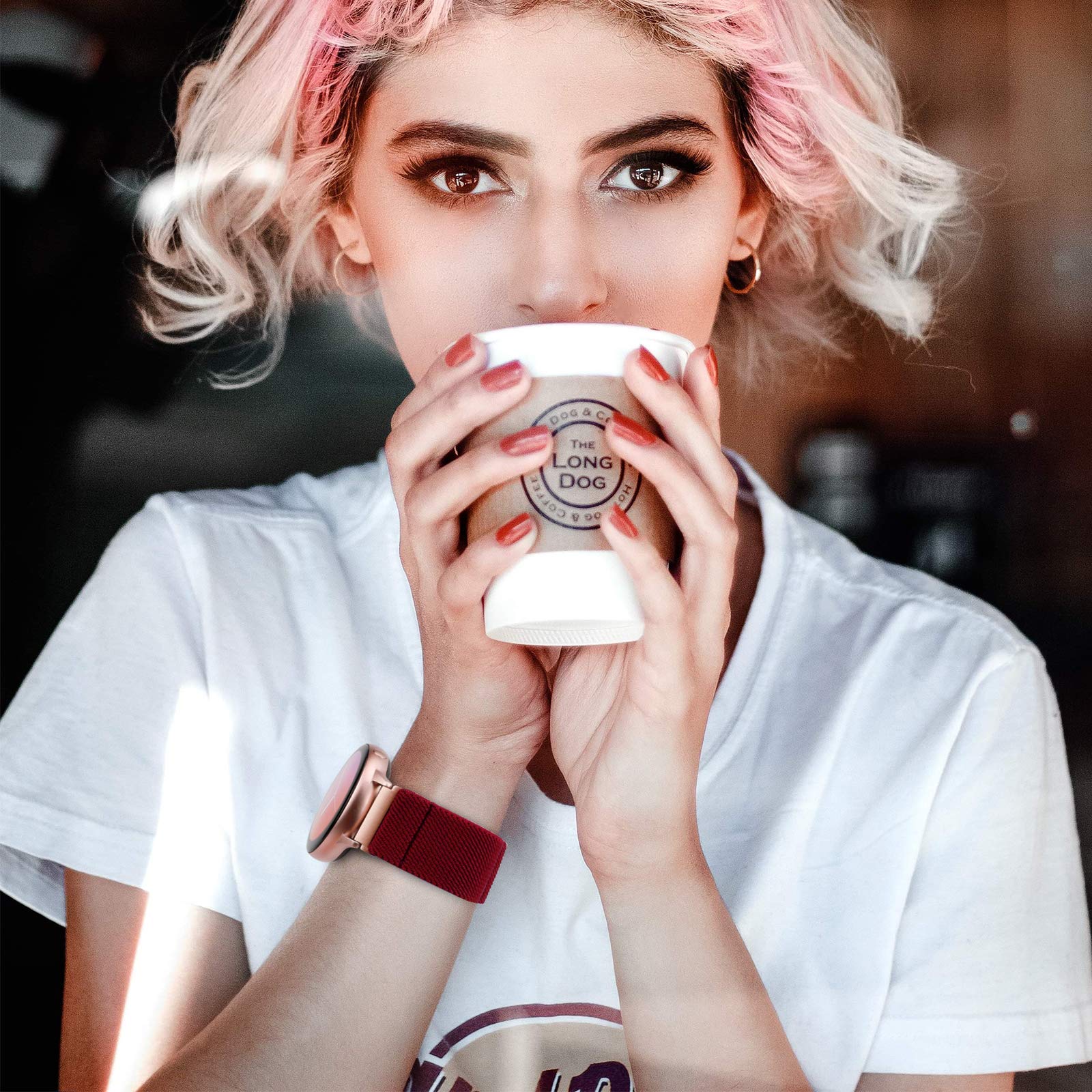 Toyouths 20Mm Stretchy Nylon Loop Elastic Bracelet Compatible With Samsung Galaxy Watch Band 4 40Mm 44Mm/Watch 4 Classic 42Mm 46