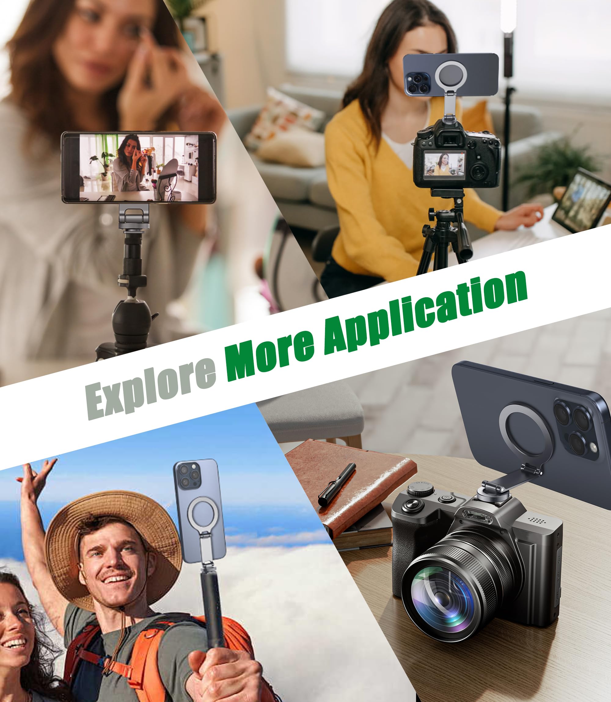 Orzero Camera Cold Shoe Magnetic Phone Holder Flexible Phone Tripod Mount Adapter For Dji Ronin Sc Iphone 16/15/14/13/12 Series