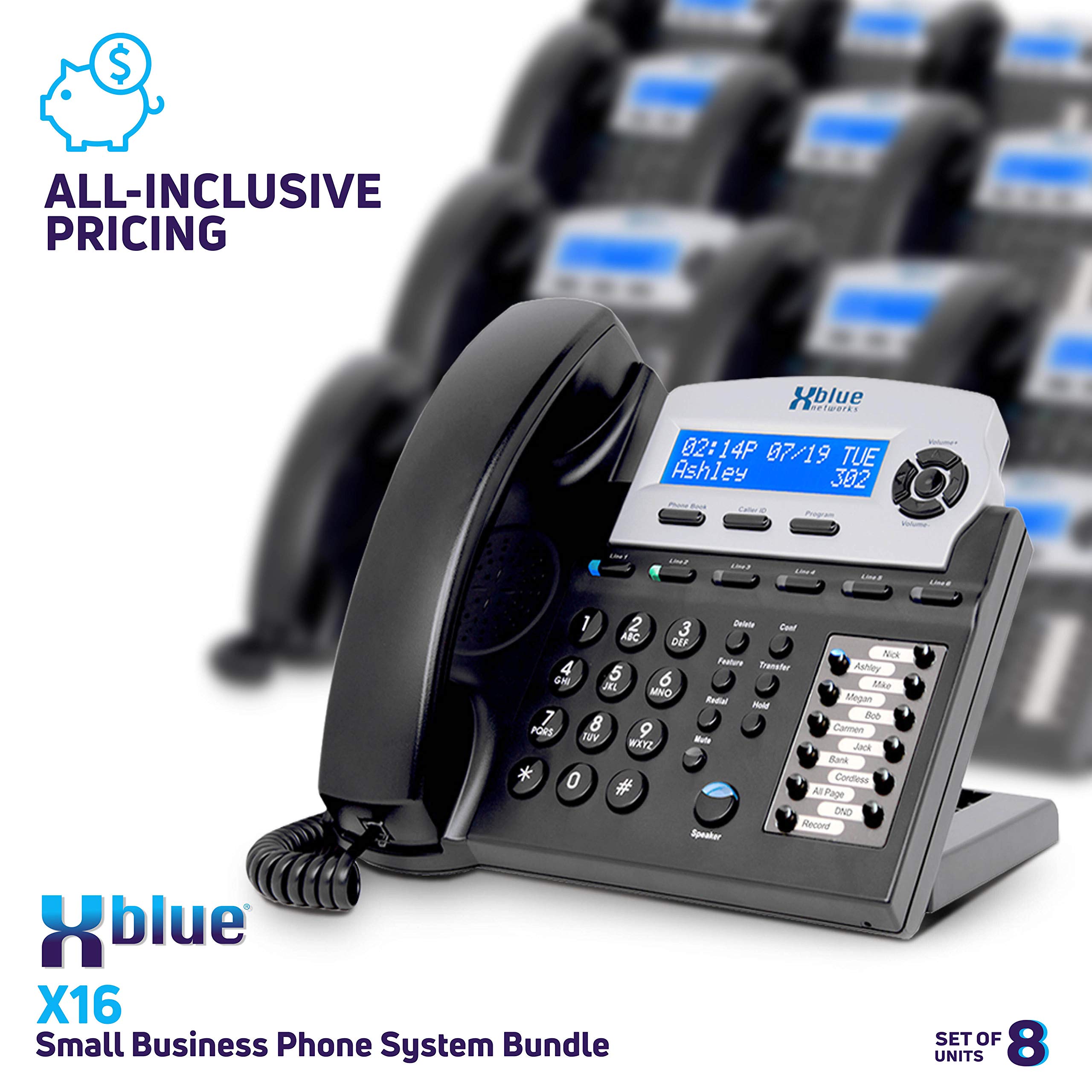 Xblue X16 Small Business 8 Phone System Bundle   Six Outside Lines & Sixteen Phone Capacity   Includes Auto Attendant, Voicemail, Caller Id, Paging & Intercom