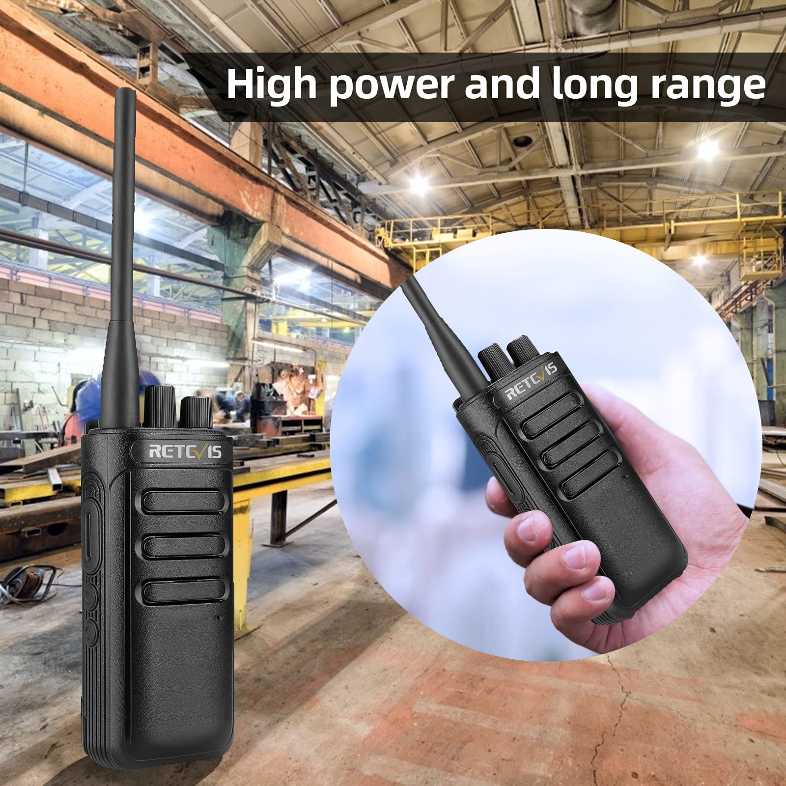 Retevis Rb85 Long Range 2 Way Radio,High Power Noise Cancelling Two Way Radio With Clear Sound,Vox,2000Mah Battery Rechargeable,