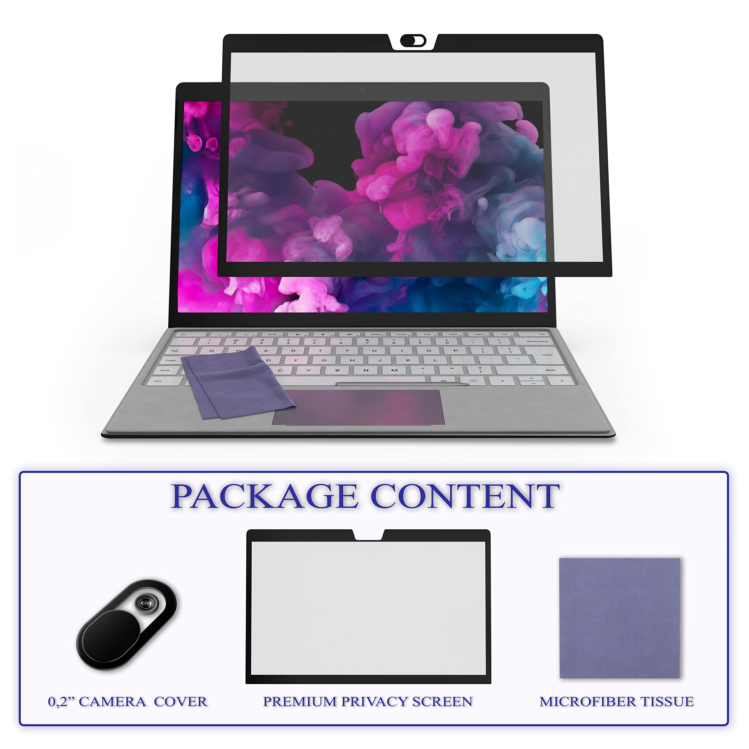 Ez Pro Screen Protector Privacy Filter For Surface Pro 8 And Surface Pro X, Comes With Camera Cover Slide, Provide Privacy, Anti