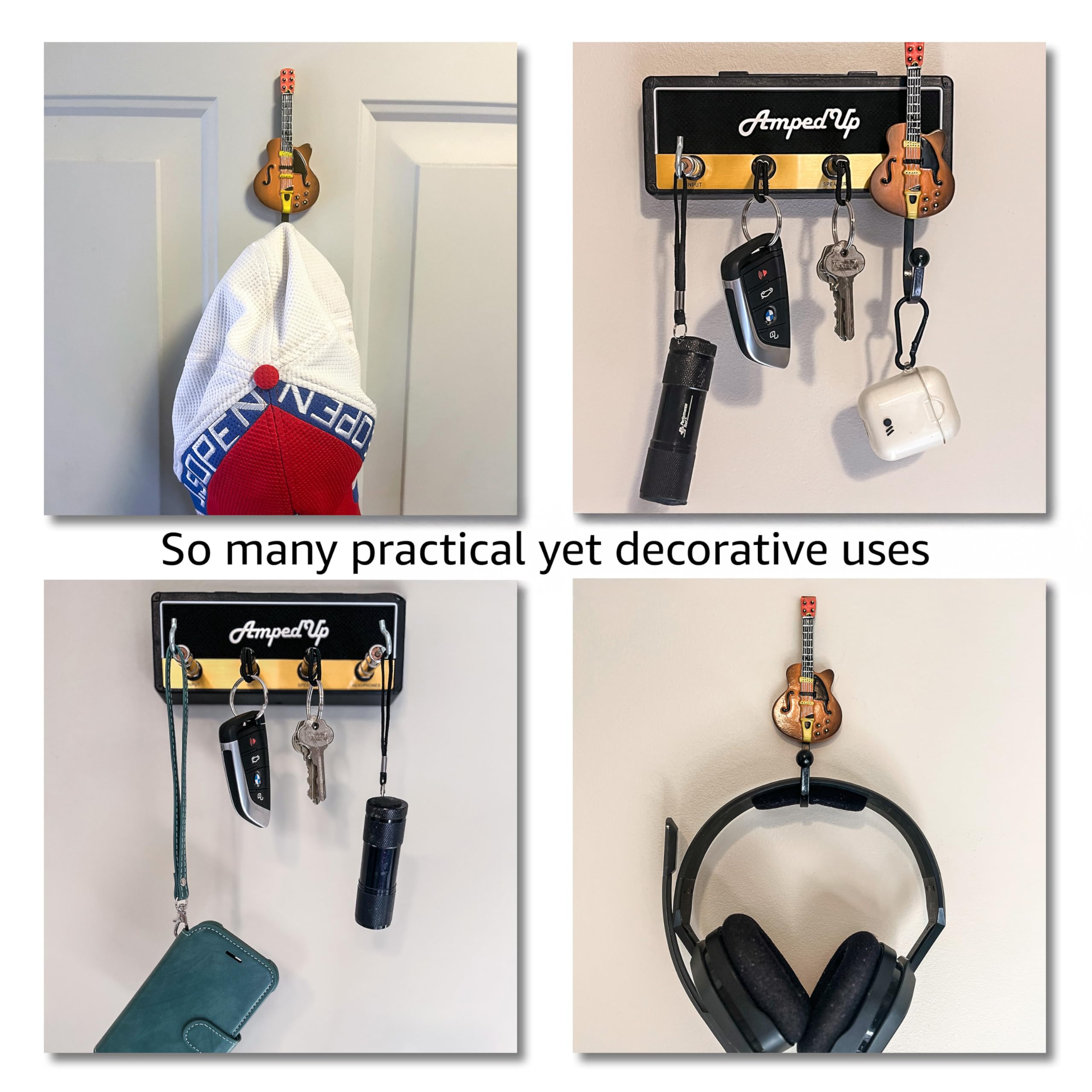 Pick A Palooza: Wall Mounted Guitar Amplifier Style Key Hanger And Key Chain Holder, Speaker Style With Acoustic Guitar Coat Hoo