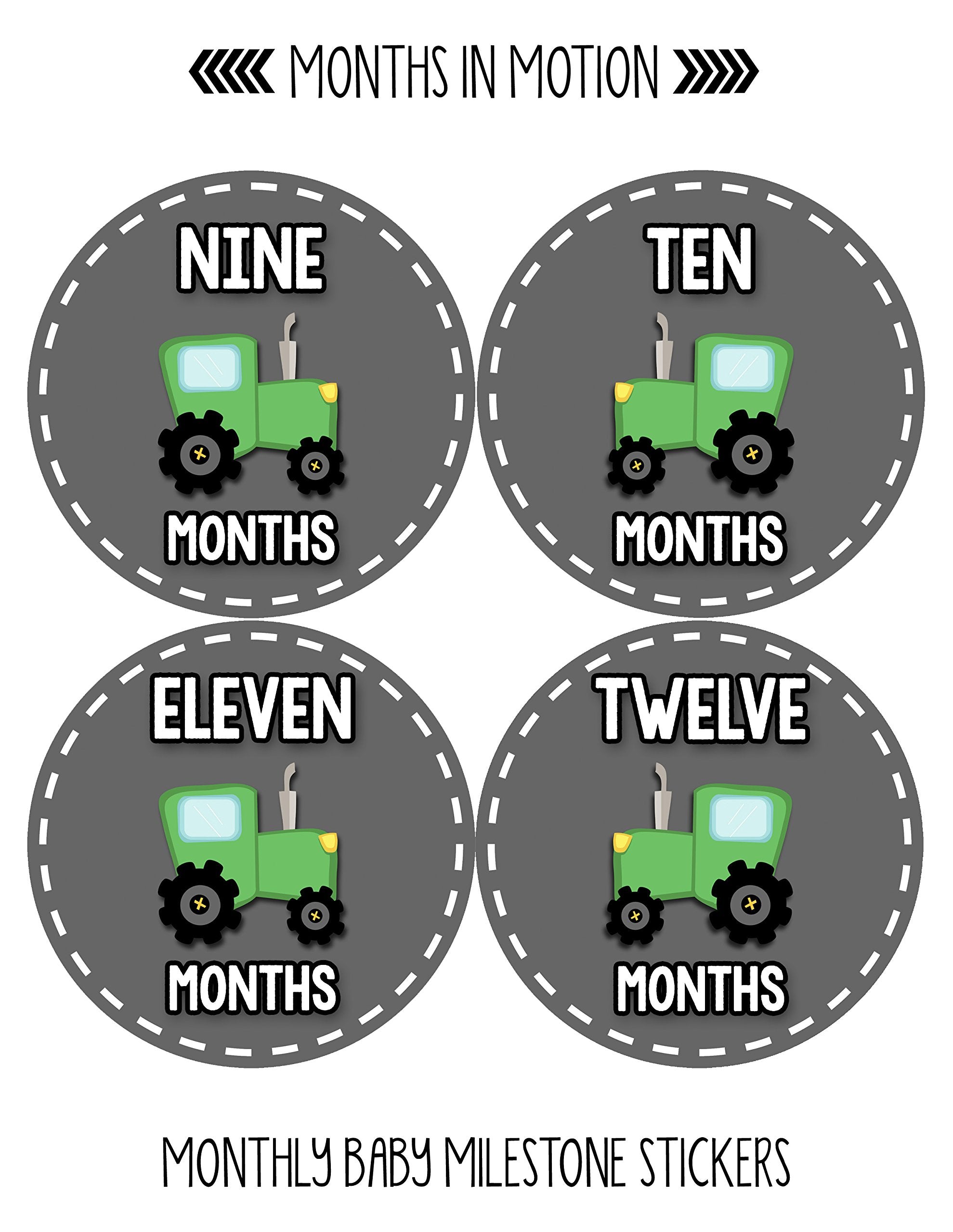 Months In Motion Monthly Stickers For Boy   Monthly Milestone Sticker   12 Monthly Milestone Stickers   Baby Month Stickers For