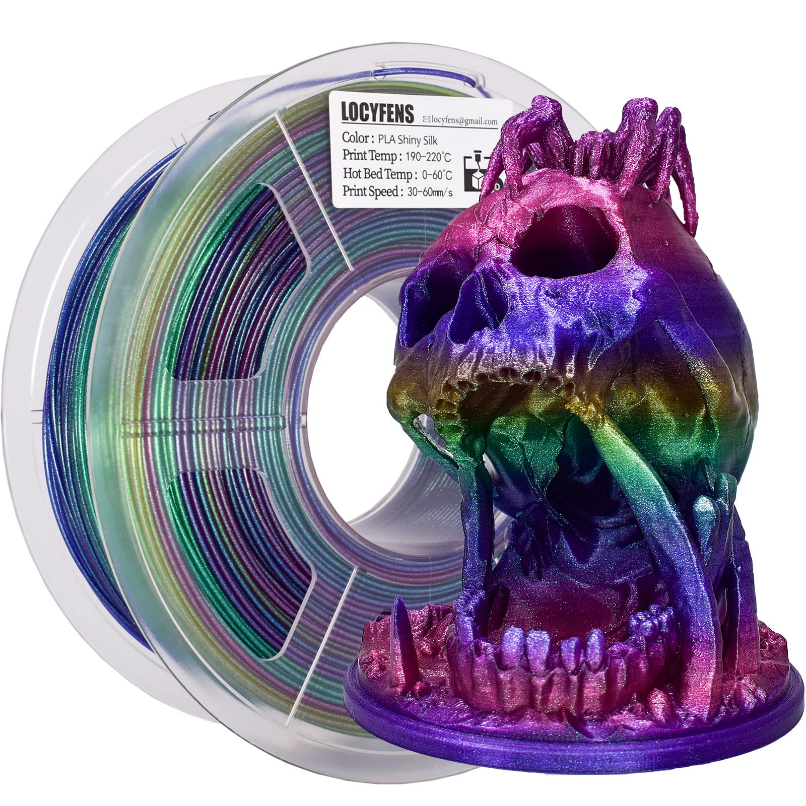 Locyfens Rainbow Pla Filament 1.75Mm, 3D Printer Filament Multicolor Pla Filament, Color Change Shiny Pla Filament 1.75Mm, 3D Pr