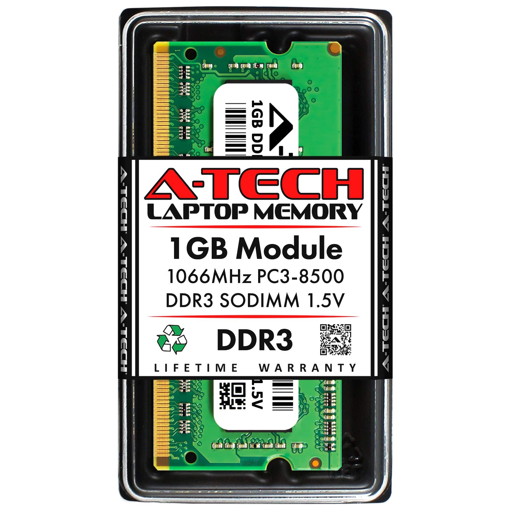 A Tech 1Gb Ddr3 1066Mhz Pc3 8500 Cl7 Sodimm 1.5V 204 Pin Non Ecc So Dimm Laptop, Notebook Ram Memory Module