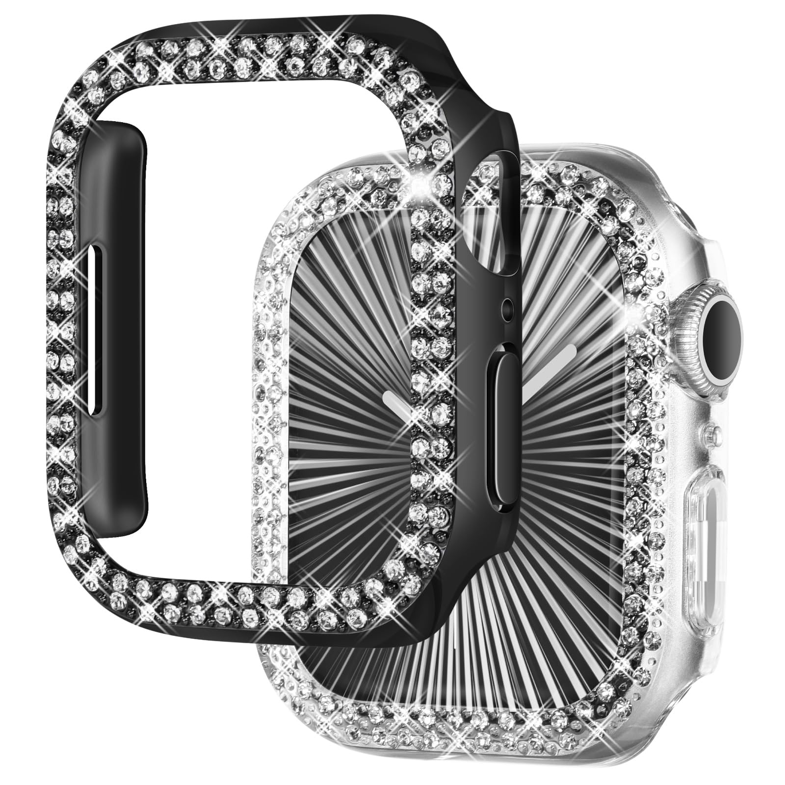 Newways 2 Pack Bling Cases Compatible For Apple Watch Series 8 41Mm Series 7, Protective Bumper For Iwatch Series8/ 7 (41Mm, Bla