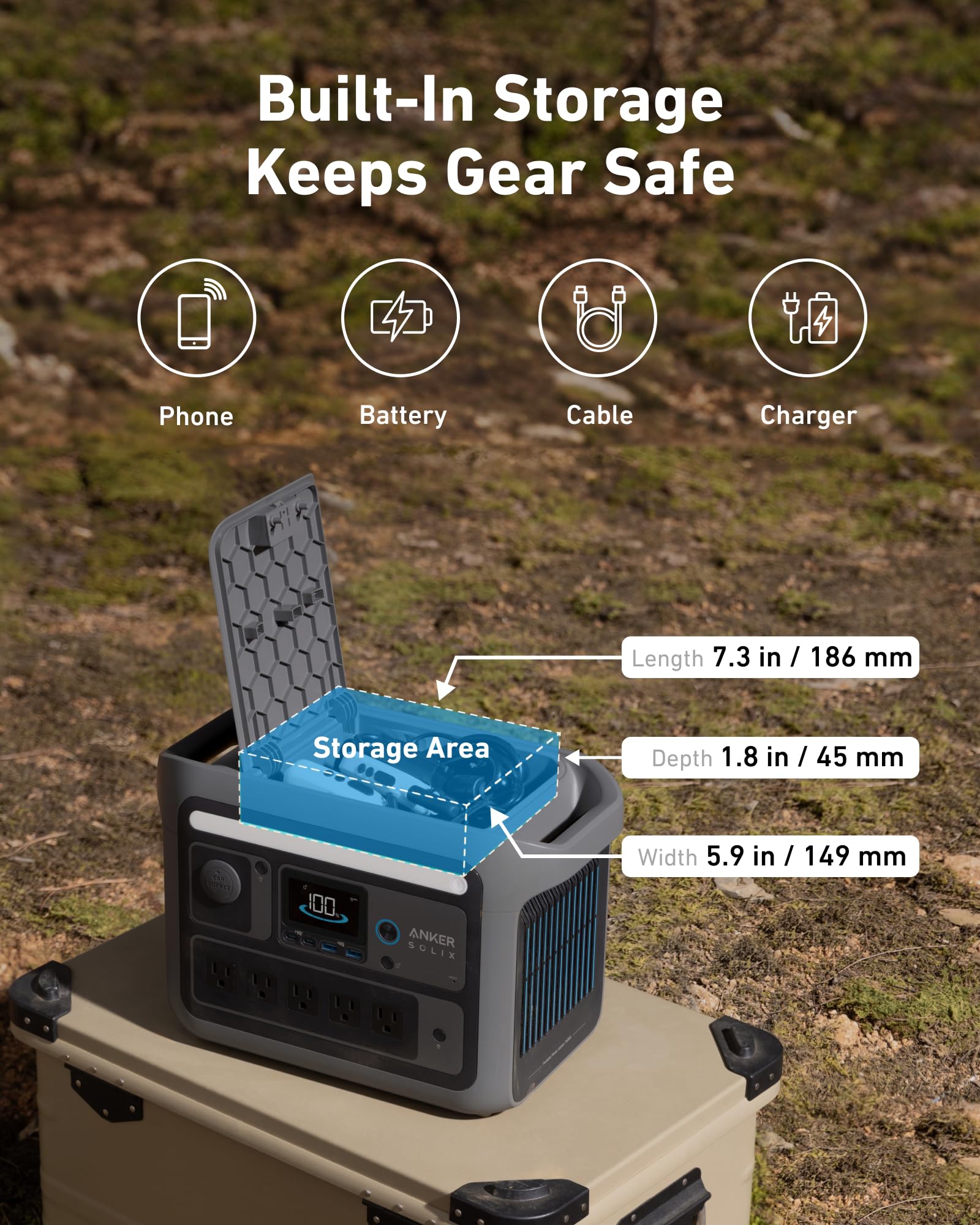 Anker Solix C800 Portable Power Station With 100W Solar Panel, 1200W (Peak 1600W) Solar Generator, Full Charge In 58 Min, 768Wh