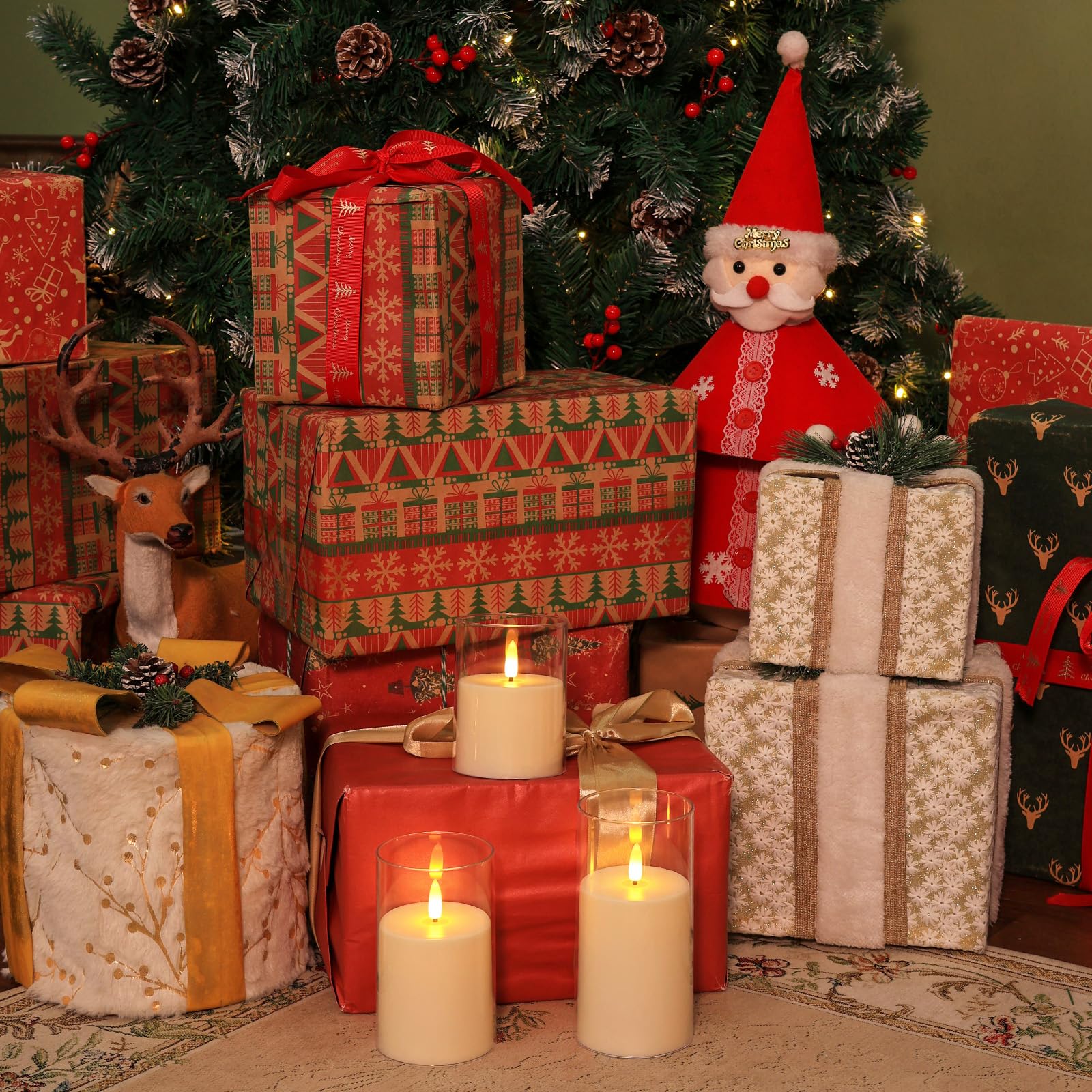 Flickering Flameless Candles With Remote, Acrylic White Candles Battery Operated, 3D Wick Led Candles Flickering With Timer, Ele