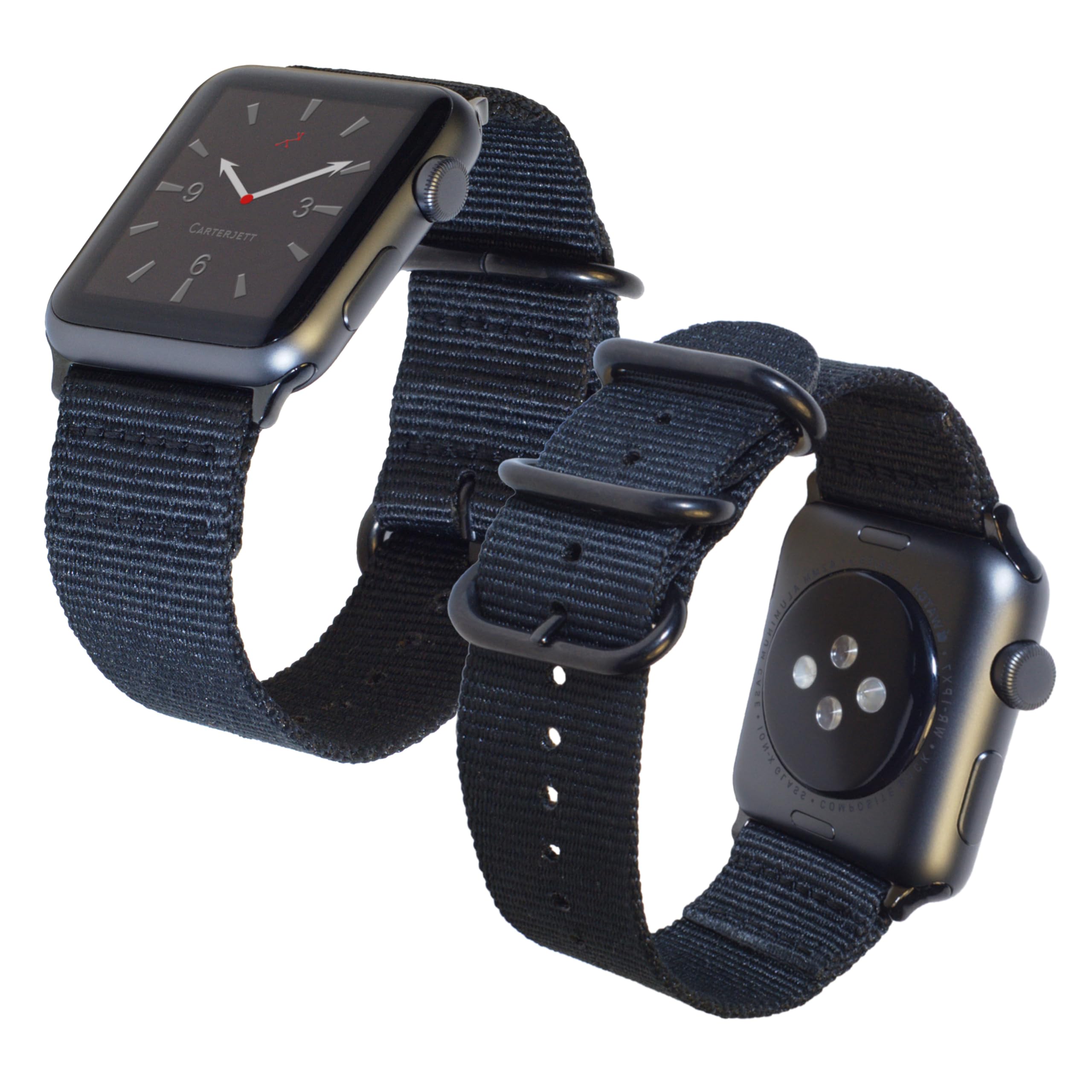 Carterjett Compatible With Apple Watch Band 41/40/38Mm Large Xl Nylon Iwatch Band Replacement Strap Extra Long Black Hardware Co