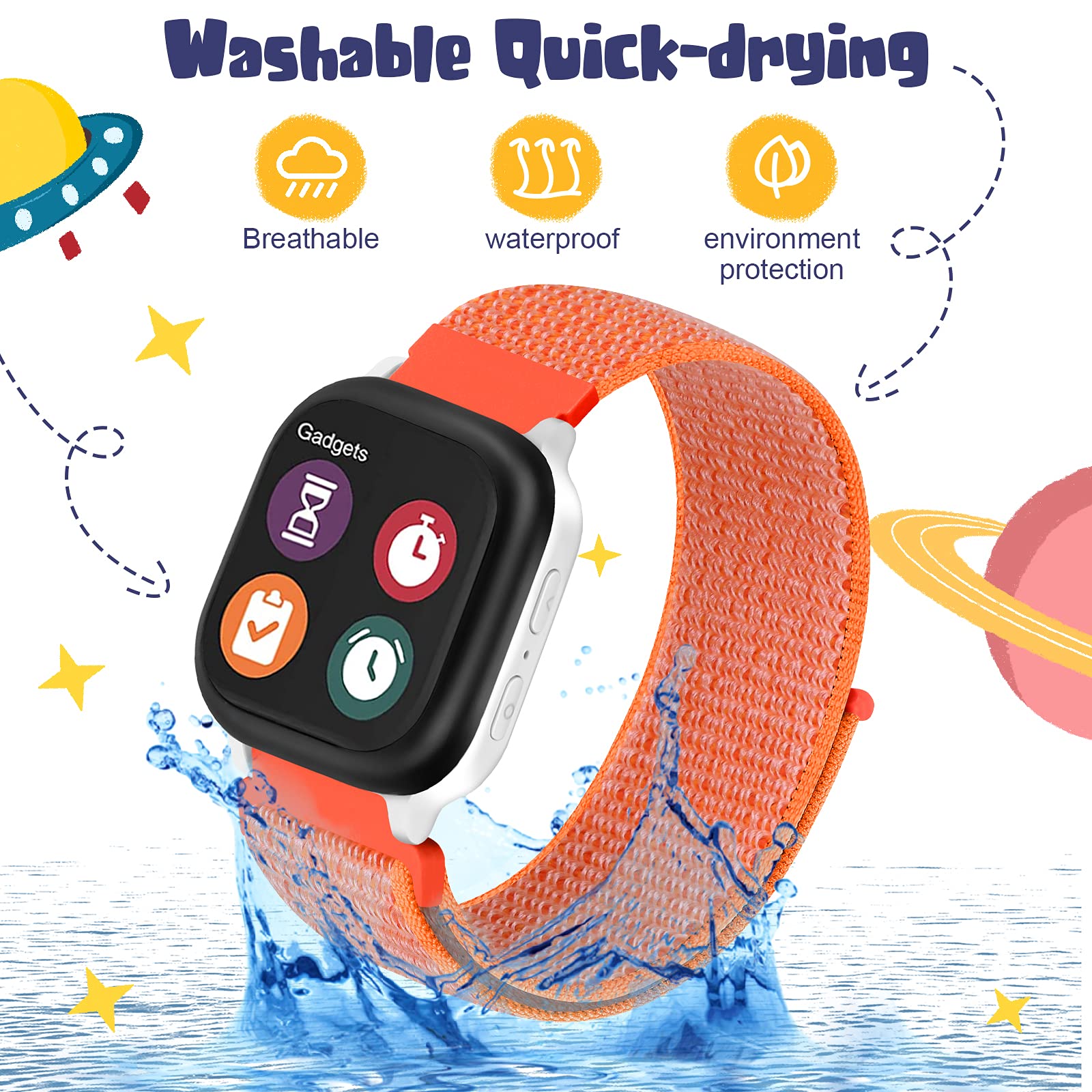 Mhunter 2 Pack Kids Replacement Watch Band Compatible With Gizmo Watch 20Mm Sport Hook Loop Nylon Watch Bands Strap Compatible W