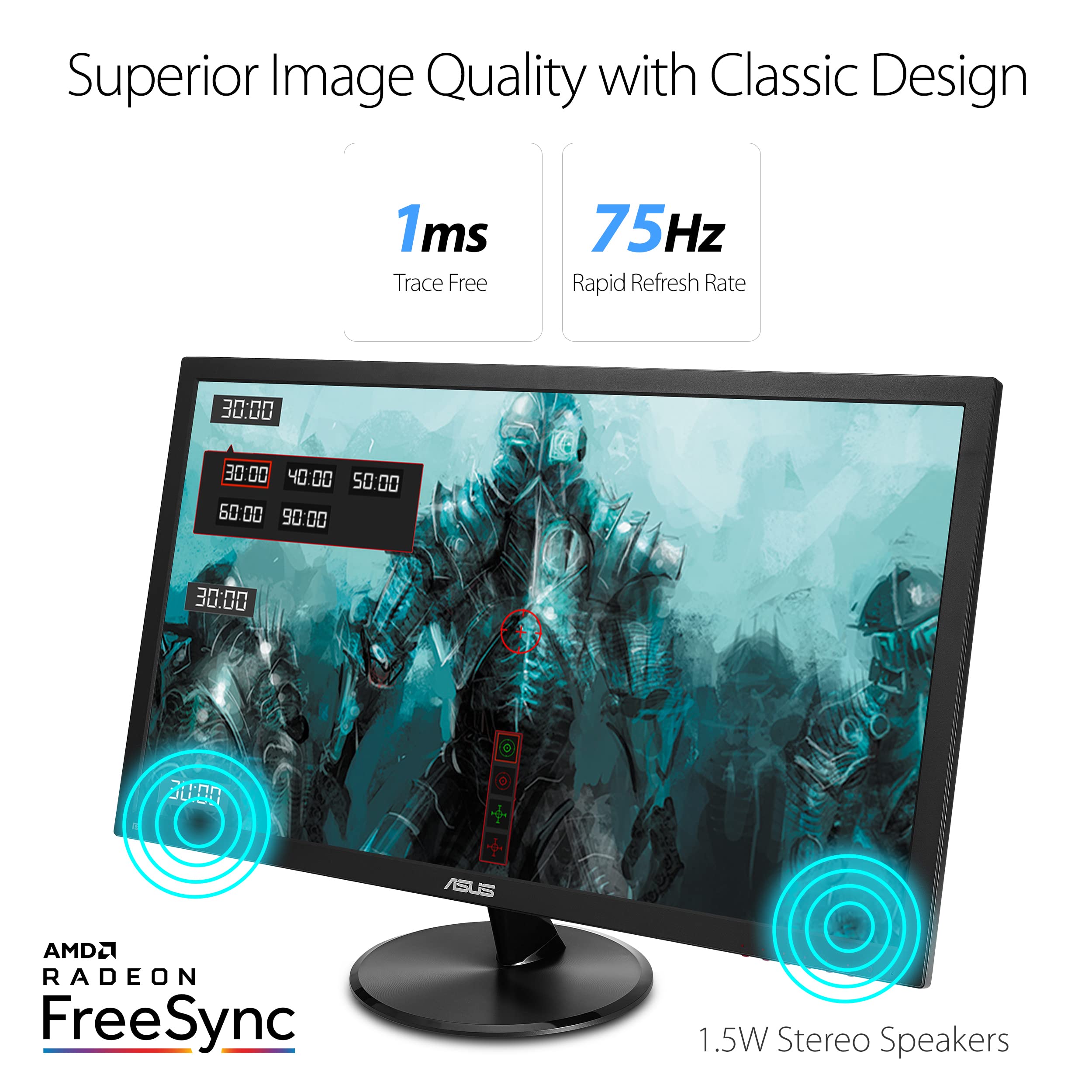Asus Vp248Qg 24    Full Hd 1920X1080 1Ms Dp Hdmi Vga Adaptive Sync/Freesync Eye Care Monitor, Black