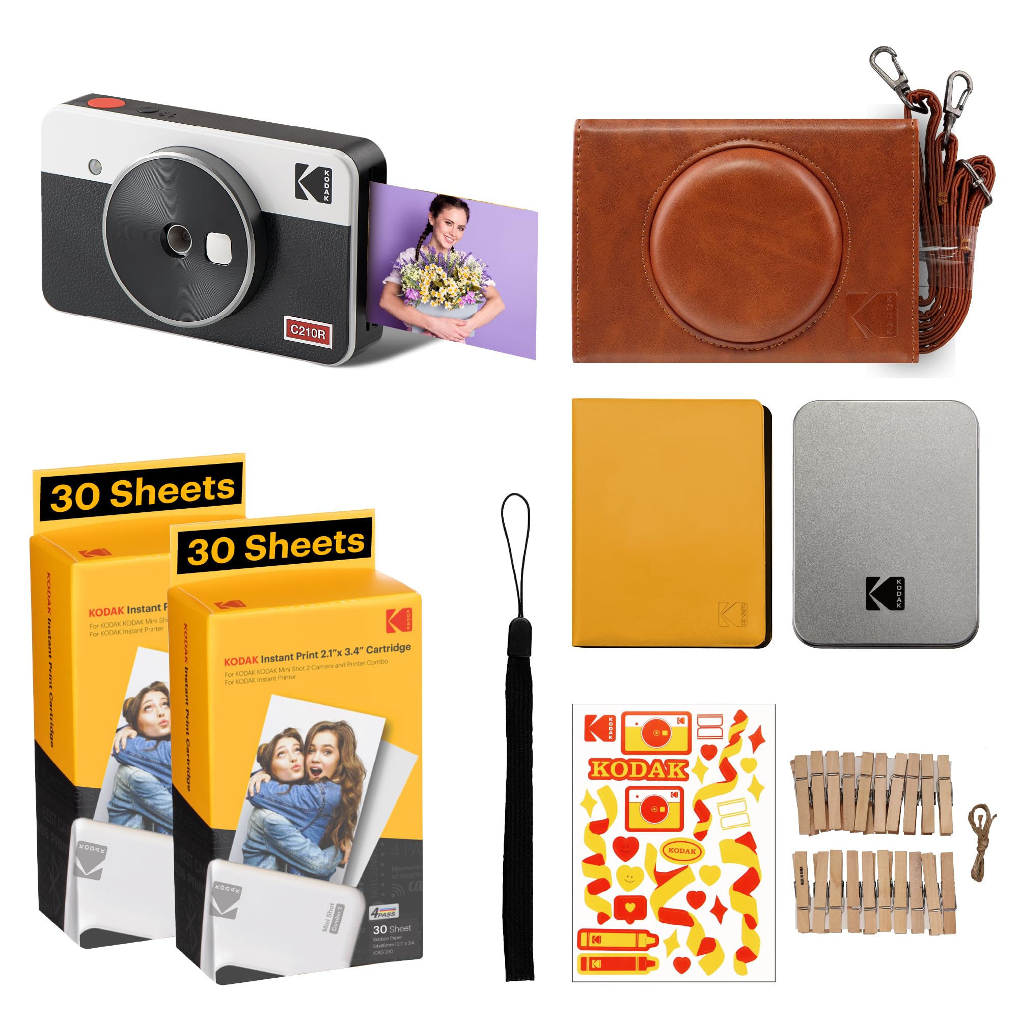 Kodak Mini Shot 2 Retro 4Pass 2 In 1 Instant Digital Camera And Photo Printer (2.1X3.4 Inches) Initial 8 Sheets + 60 Sheets Gift