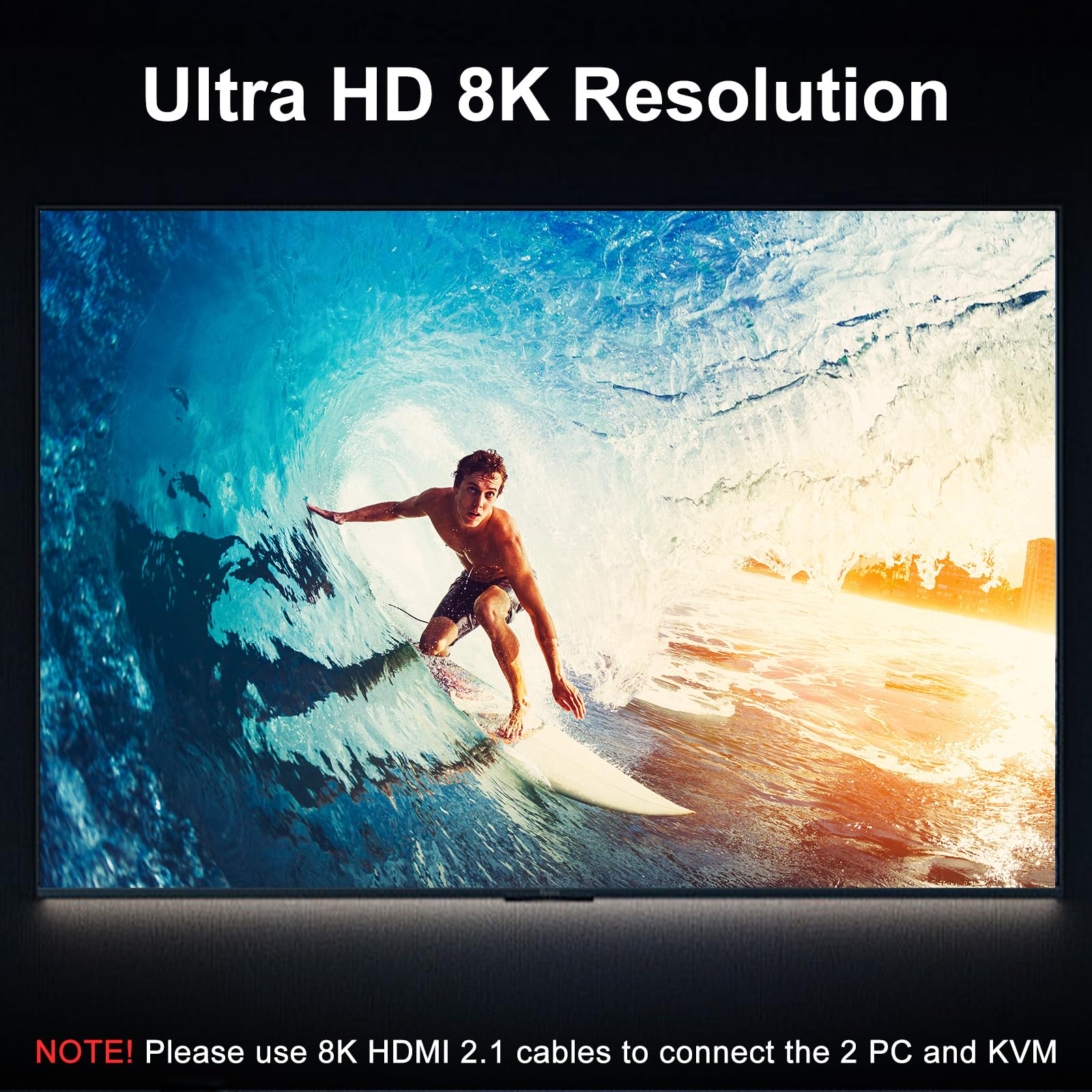 8K Hdmi Kvm Switch 2 Monitors 2 Computers 8K@60Hz 4K@144Hz, Camgeet Dual Monitor Kvm Switch With 4 Usb 3.0 Hub For Keyboard Mous