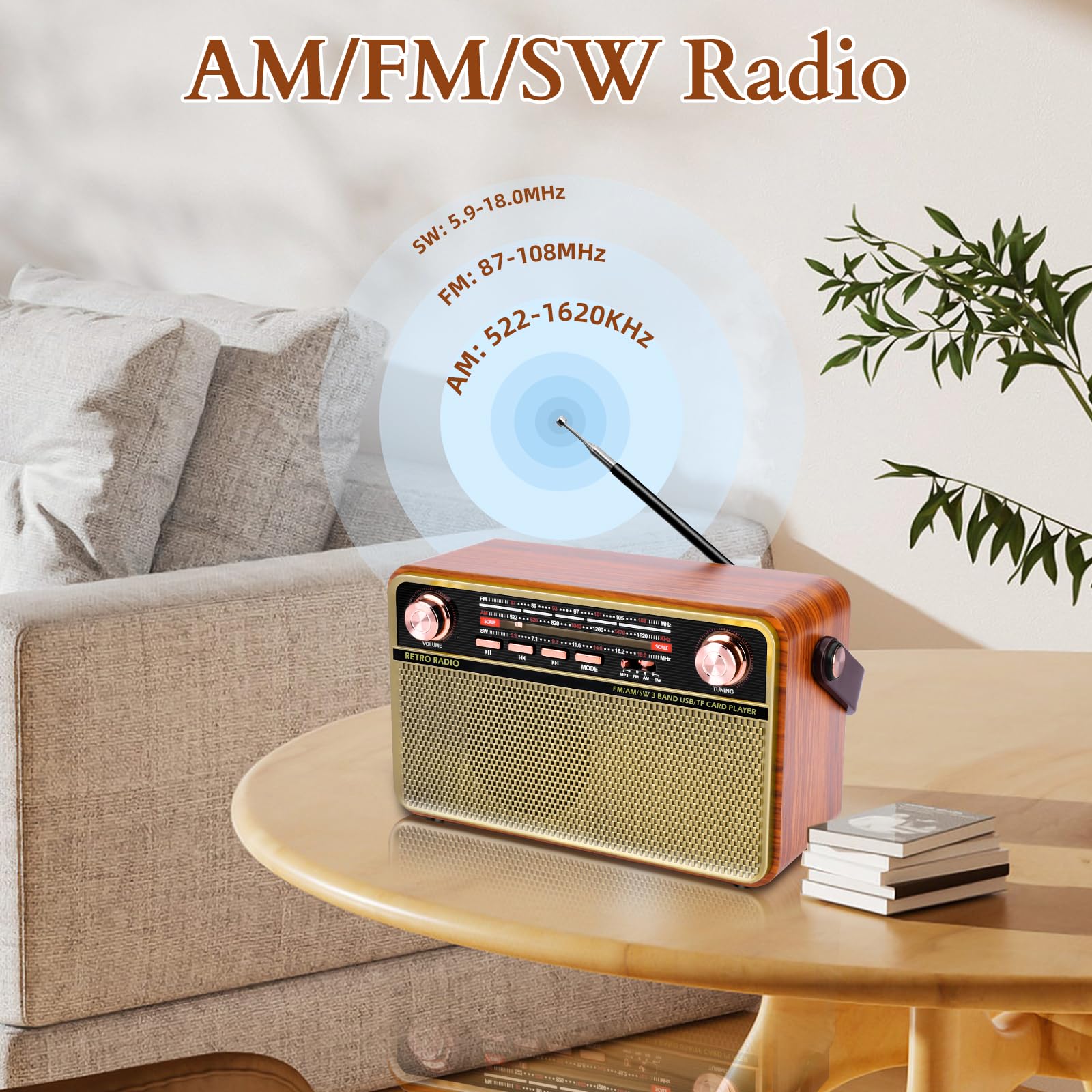 Portable Am Fm Radio, Dmyond Rechargeable Small Bluetooth Speaker Portable Radio, Shortwave Radio With, Ac, Operated Radio, Loud