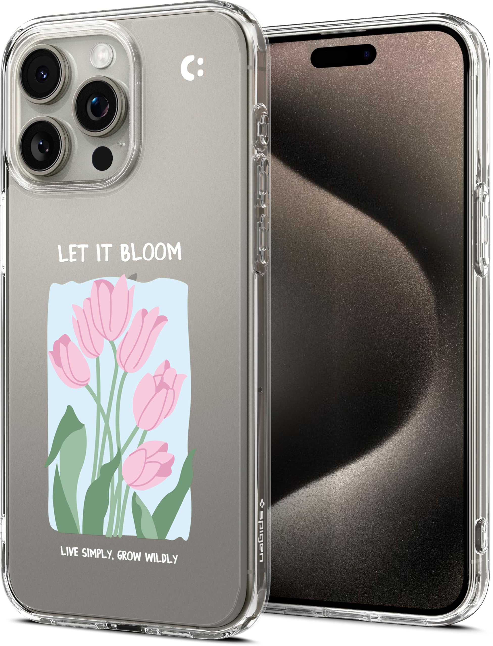 Spigen Ultra Hybrid Designed For Iphone 15 Pro Max Case (2023) [Anti Yellowing], [Military Grade Protection]   Tulips Blue