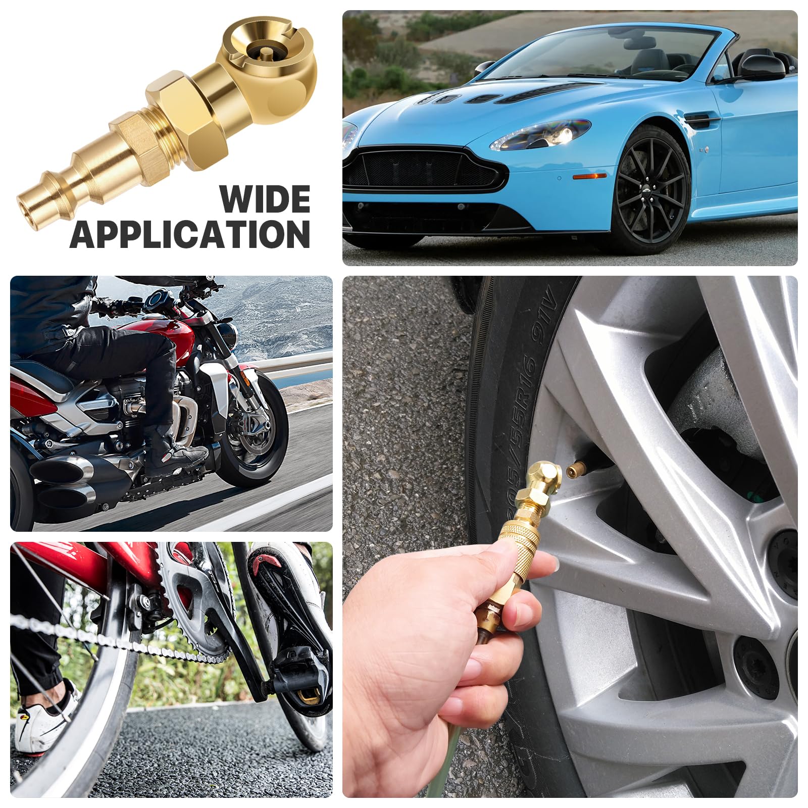 Sardvisa 2 Packs Portable Air Chucks, Solid Metal Closed Ball Air Chuck With 1/4'' Npt Standard Quick Plug, Tire Inflator Gauge