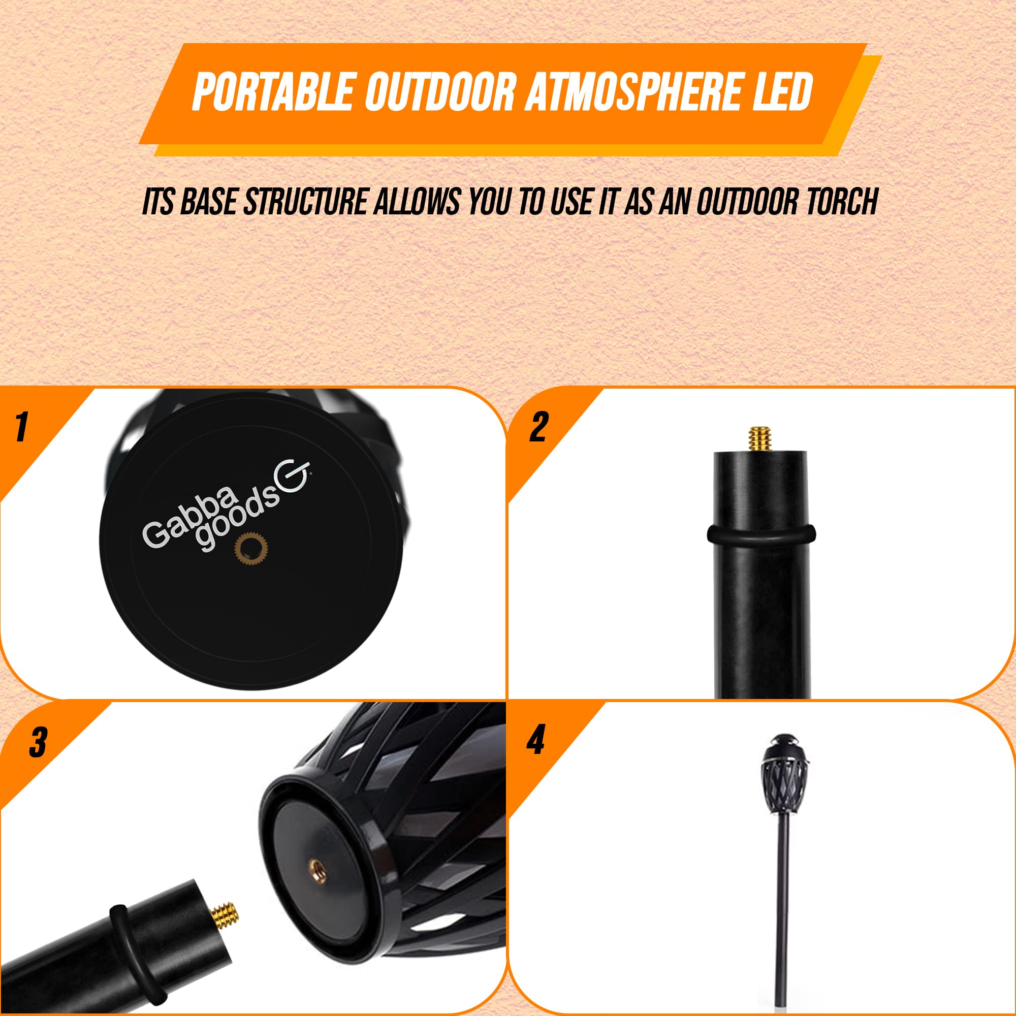 2 Pack Outdoor Tws Led Flame Speaker With 5 Foot Poles, Bluetooth 5.0, Tiki Torch Atmosphere Lamp, Water Resistant, Party Mode,