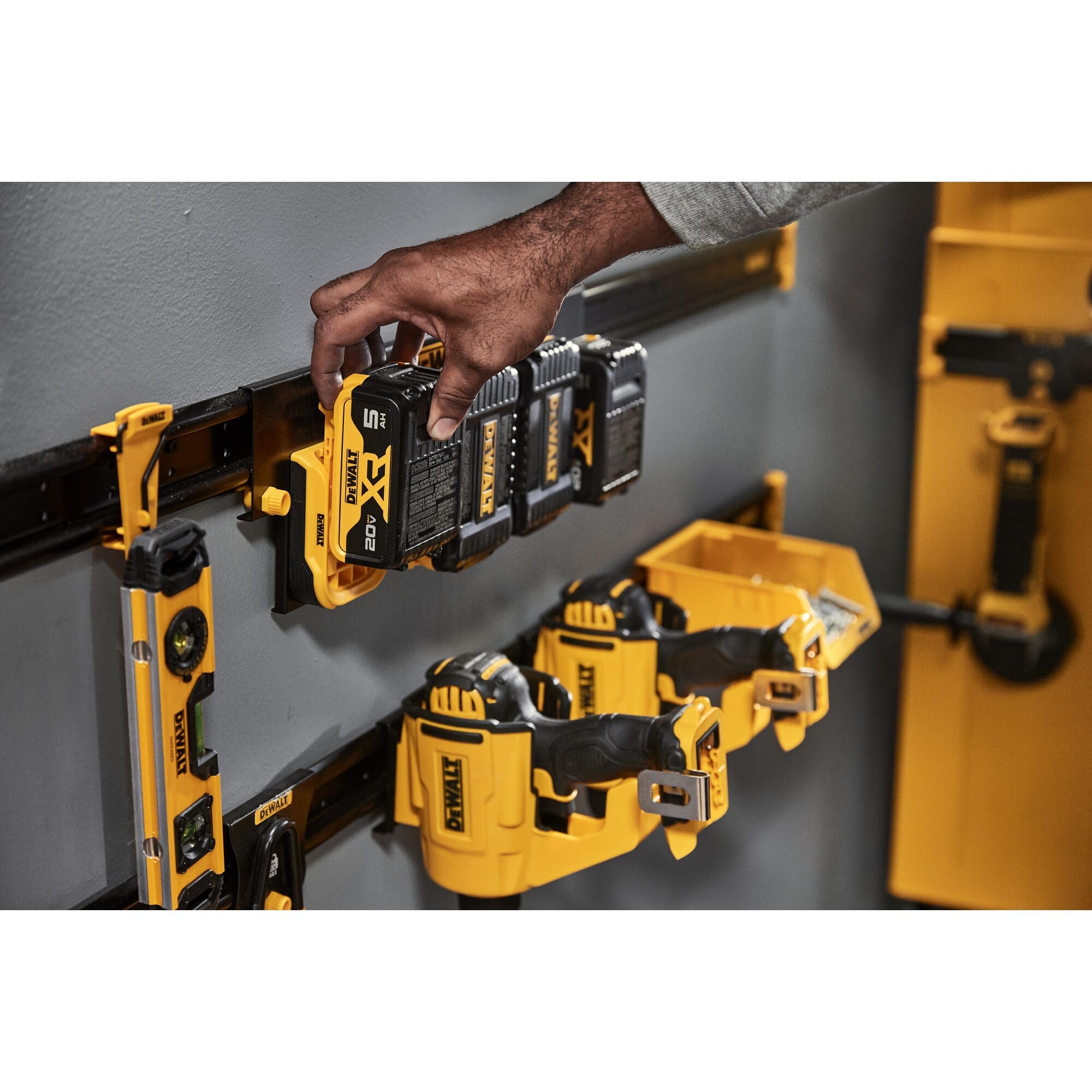 Dewalt Battery Organizer, For Battery Charger, Rail Mount, Dewalt Workshop Storage System Compatible (Dwst82821)