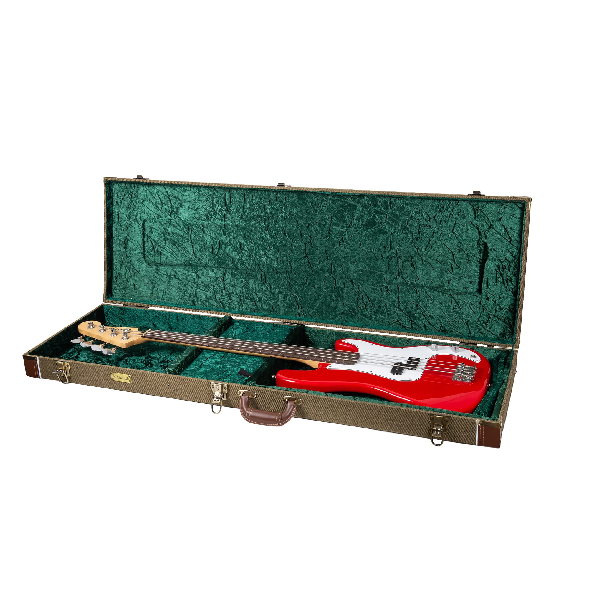 Crossrock Vintage Wood Case Fits Precision Bass Style Guitars Green(Crw700Bgn)