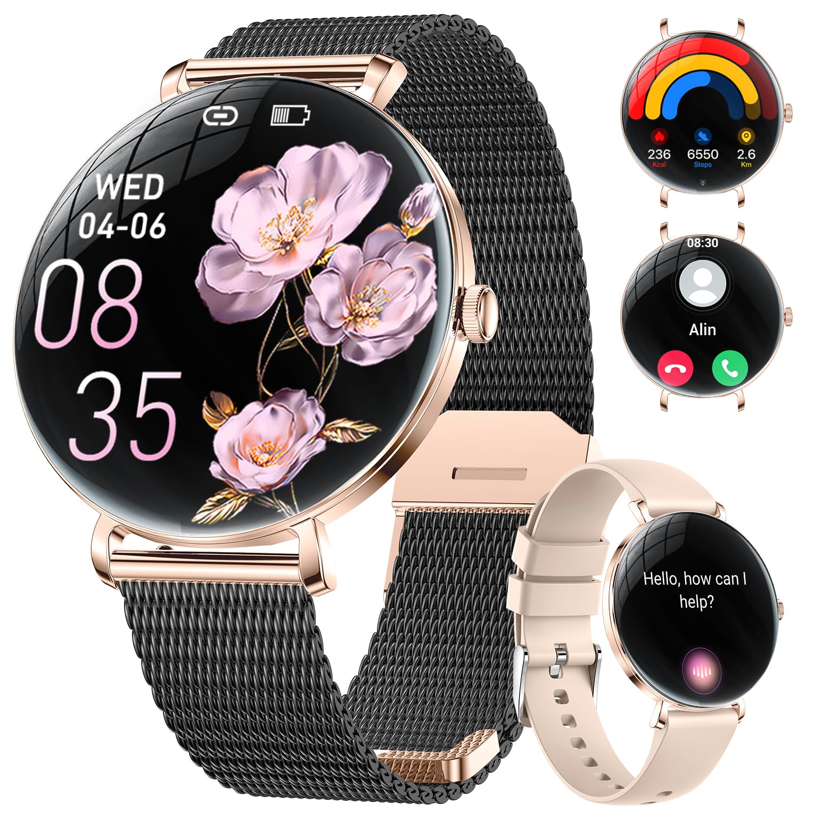 Lige Smart Watches For Women With Calls/Answer:1.43 '' Amoled Smart Watch Compatible With Android & Iphone, Ip68 Waterproof Fitn