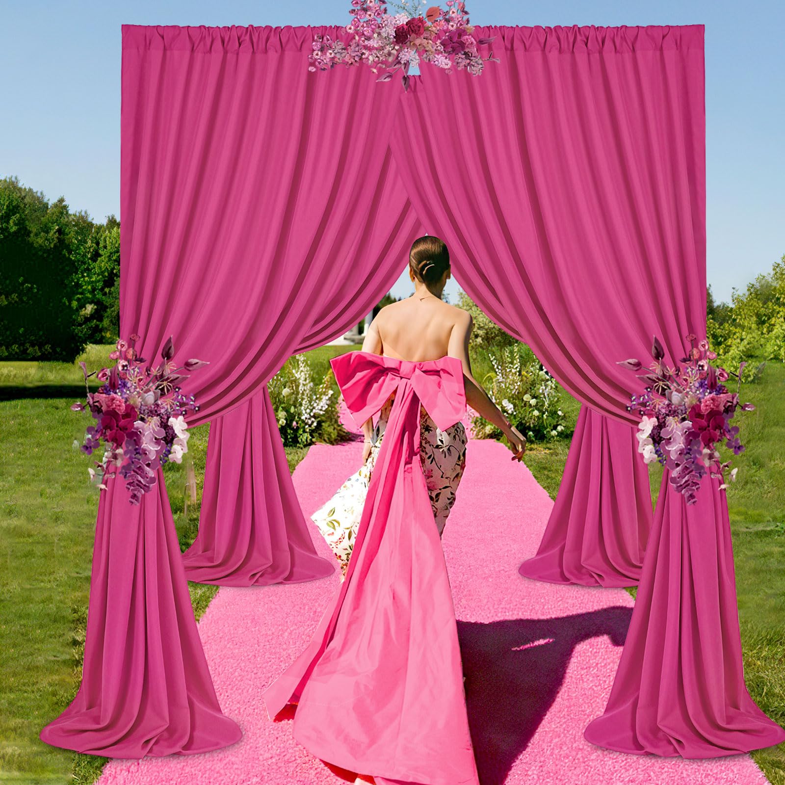 Hot Pink Backdrop Curtains 10X10Ft: Polyester Parties Backdrop Drapes Panels   Fuchsia Baby Shower Birthday Photography Fabric B