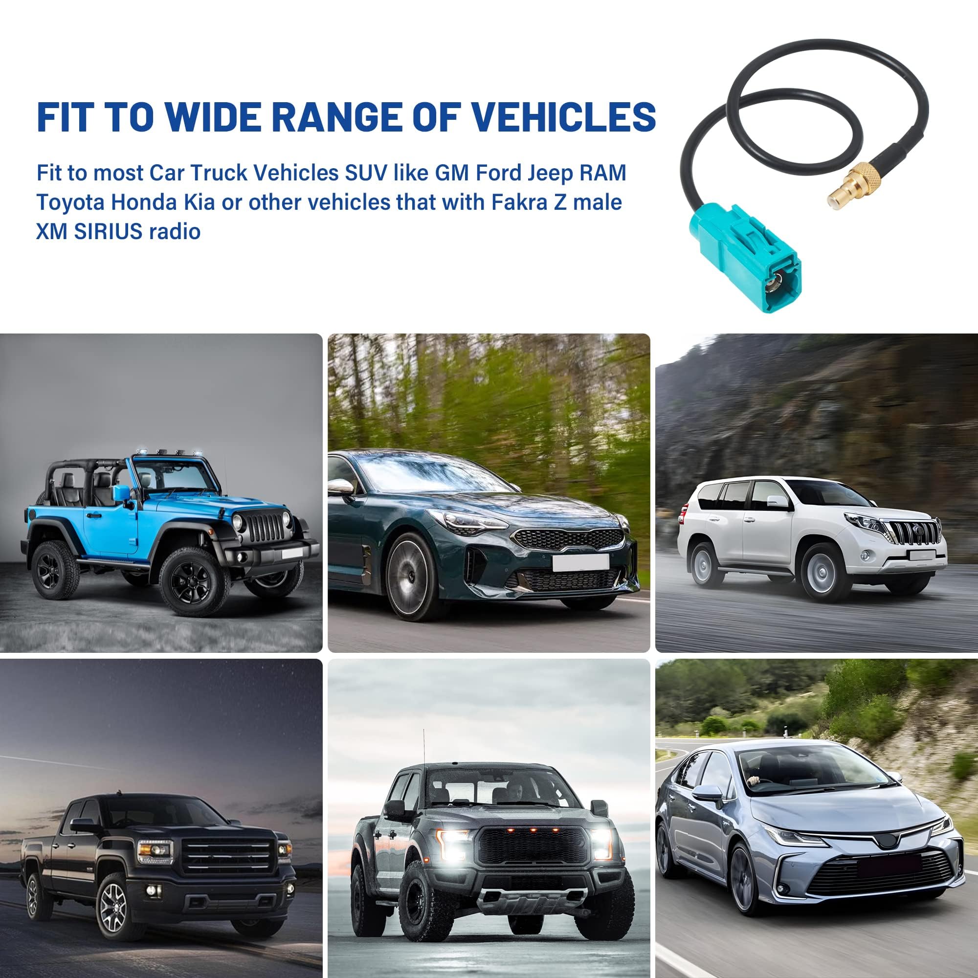 Anina 8 Inch Fakra Z Female To Smb Male Connector Adapter For Car Sirius Xm Satellite Radio Receiver Tuner To Aftermarket Xm Antenna, Coax Pigtail Cable For Vehicle Truck Gm Ford Jeep Ram Toyota