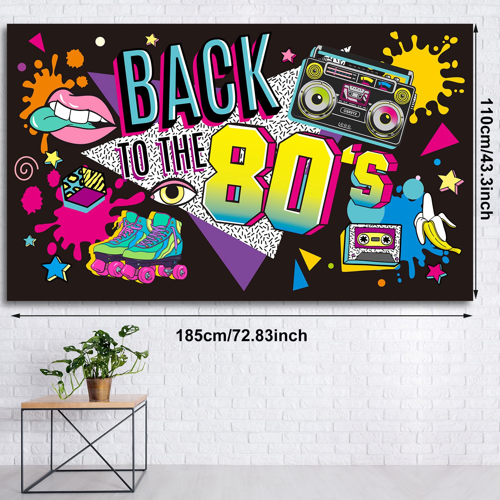 80'S Party Decorations Back To The 80'S Banner 80'S Backdrop Decoration For Photography Background 80'S Party Supplies, 73 X 43