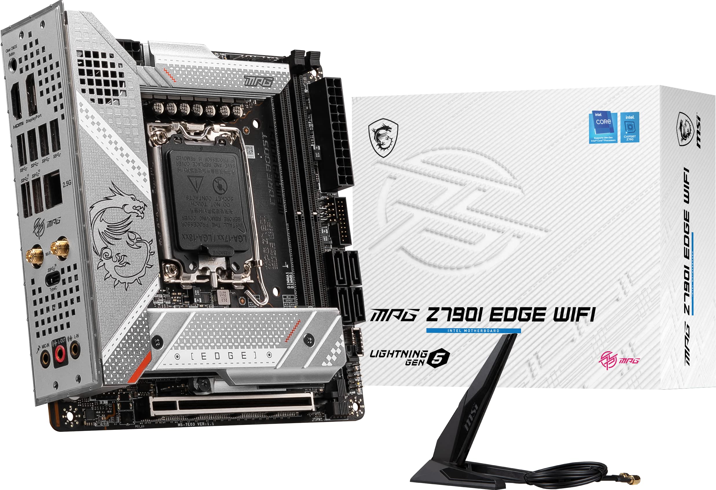 Msi Mpg Z790I Edge Wifi Gaming Motherboard (Supports 12Th13Th Gen Intel Processors Lga 1700 Ddr5 Pcie 5.0 M.2 2.5Gbps Lan Usb 3.