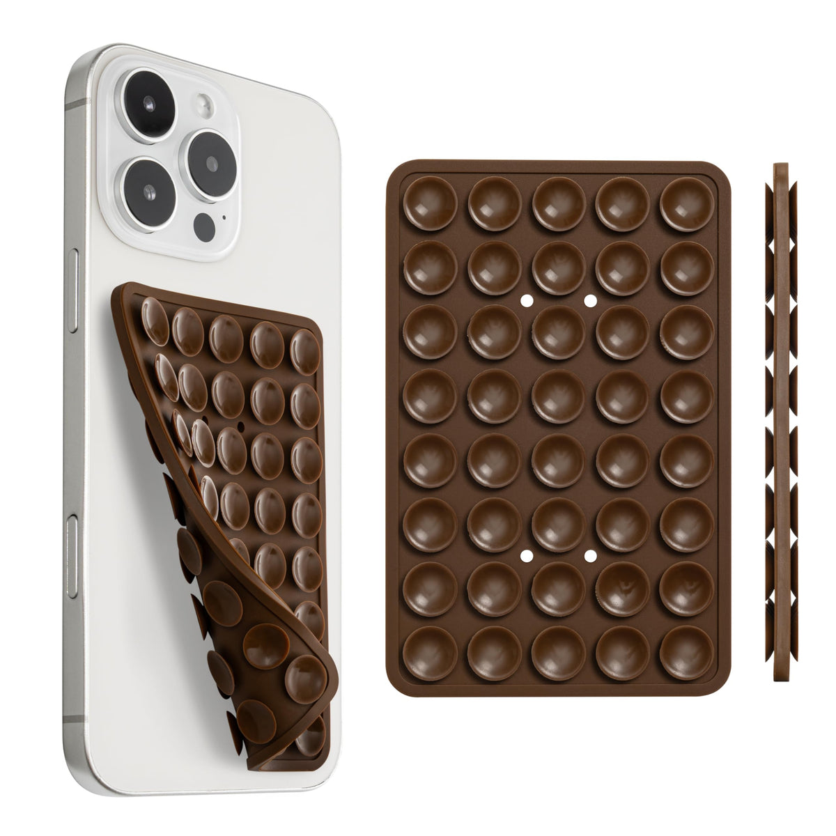 Sucky Upgraded Double Sided Suction Phone Octo Cup Buddy Mount - Anti-Slip Holder - Sticky Grip For Selfies, Videos (Mocha Brown