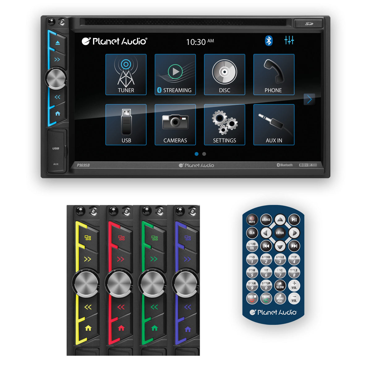 Planet Audio P9695B Android 8+ Screen Mirroring A Link Technology Av Receiver, Bluetooth, Multi Color Illumination, Media Playba