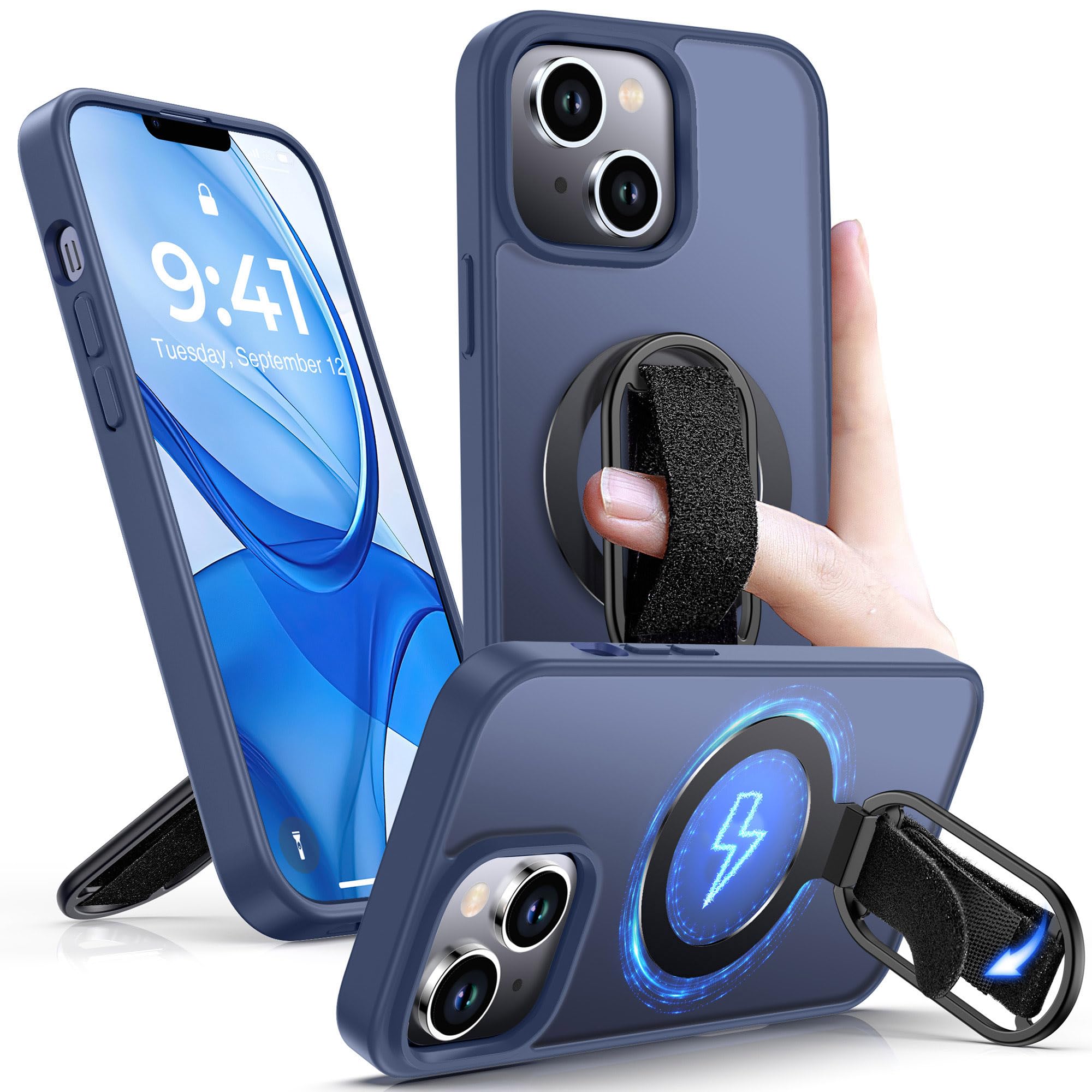 Shields Up for iPhone 13 Case with Stand, 13 Phone Case with Ring Holder & Phone Grip [Compatible with MagSafe] Translucent Matt