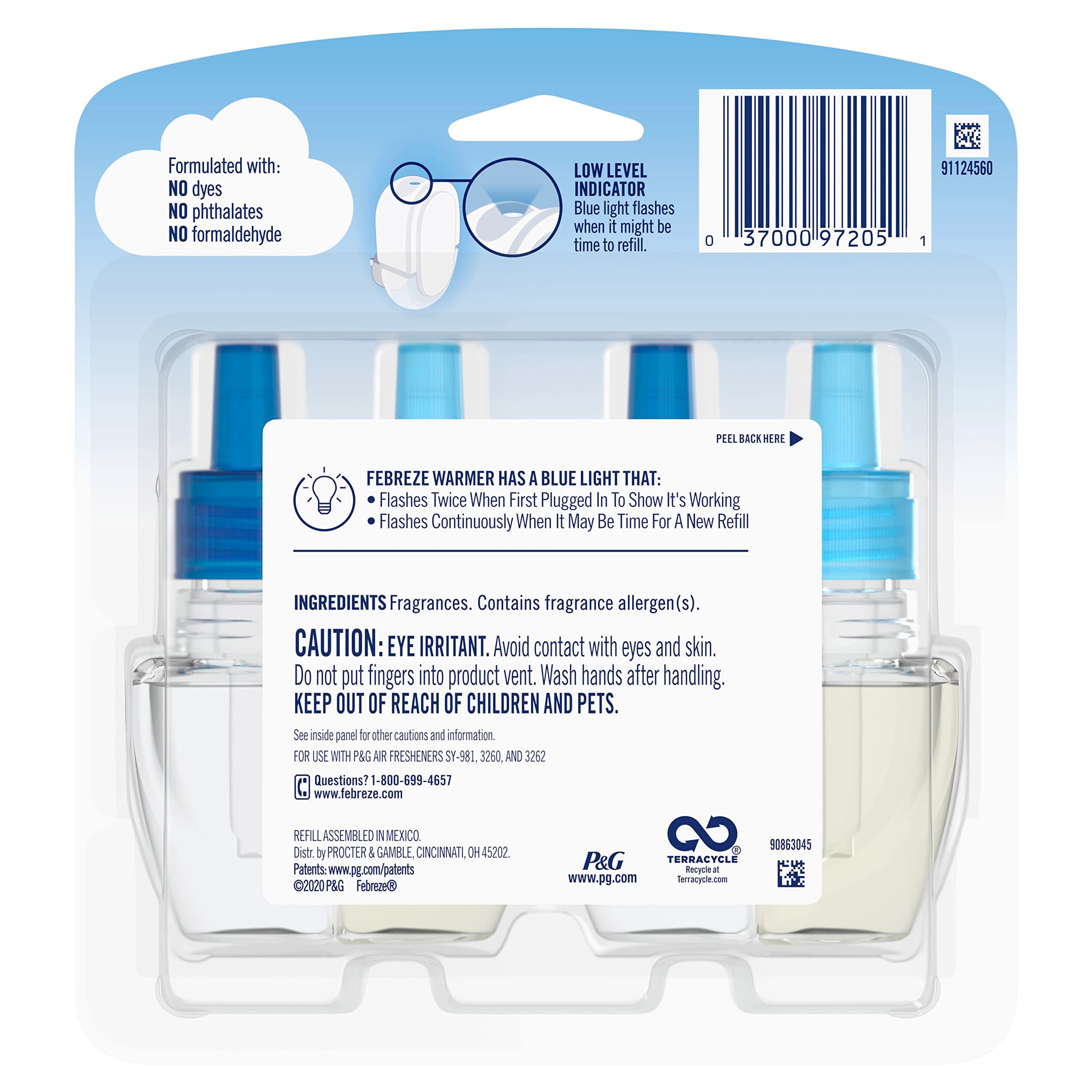 Febreze Odor Fighting Fade Defy Plug Air Freshener Refill, Heavy Duty Crisp Clean, (2) .87 Fl. Oz. Oil Refills