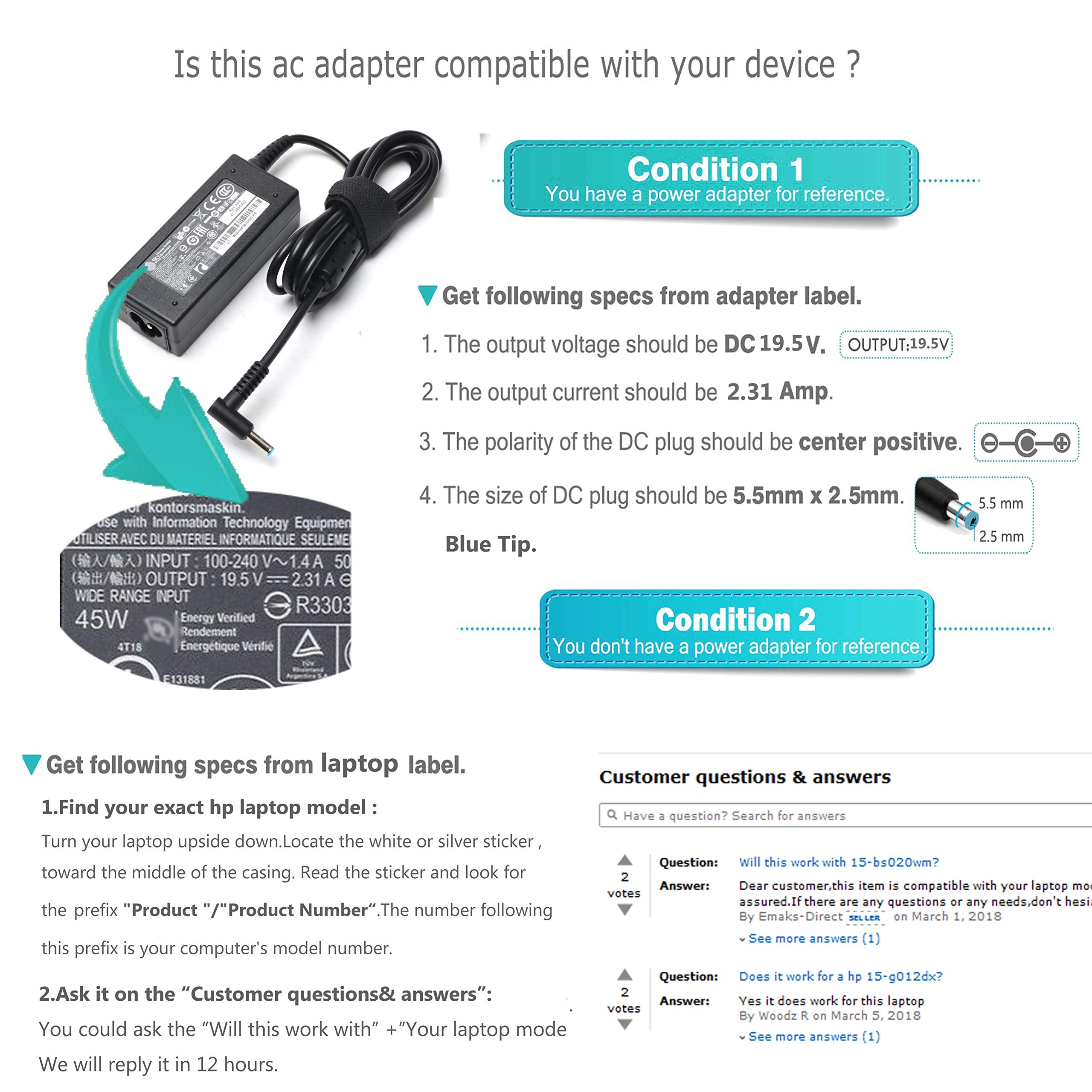 45W Charger For Hp Laptop 14-Dk 14-Dq 14-Df 14-Dh 14-Ds 14-Fq 14-Ep 14-Ek:14-Df0023Cl Df0018Wm 14-Dk0731Ms Dk1025Wm Dk0002Dx Dk0