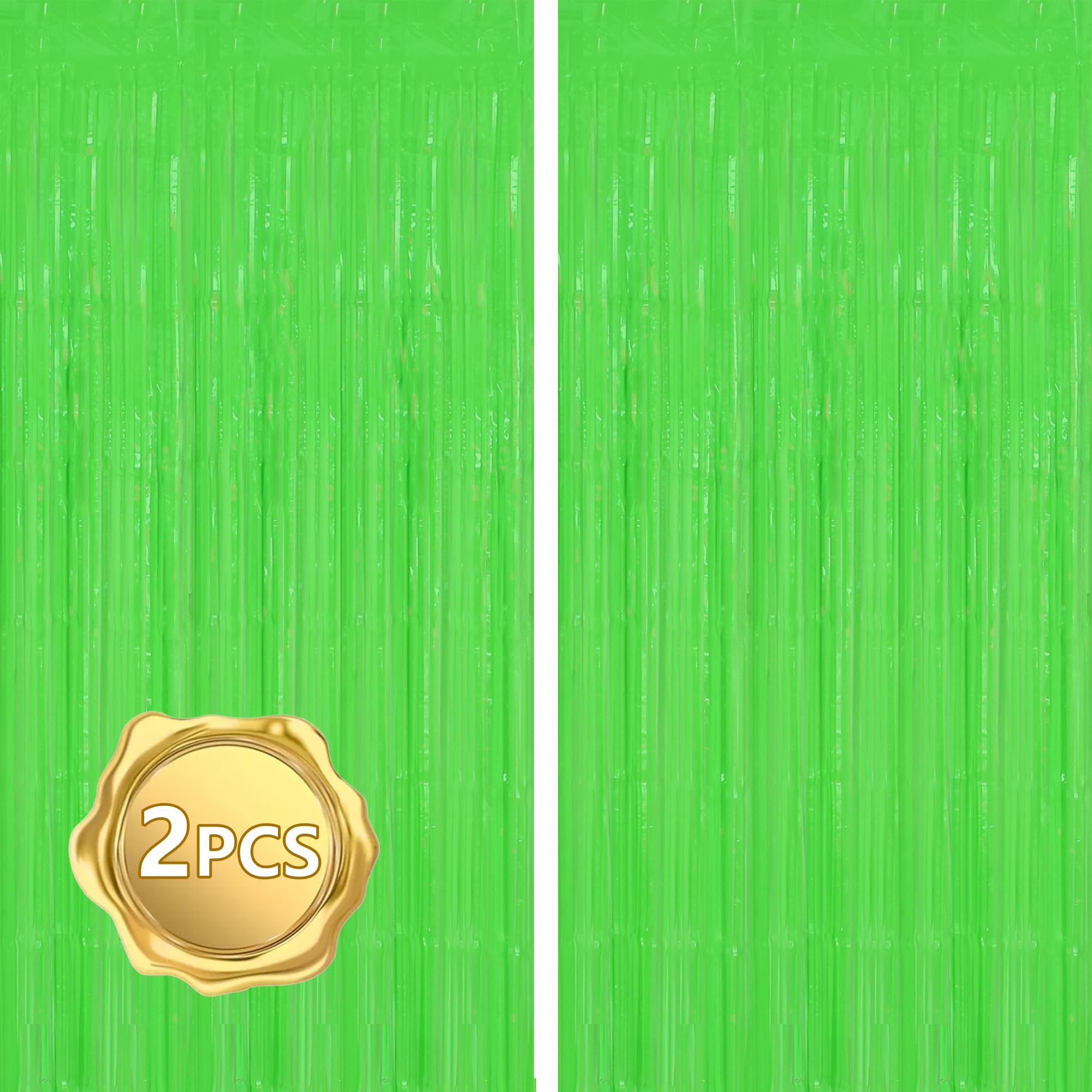 Beishida 2Pcs Green Door Streamer Fluorescent Blue Backdrop Blue Foil Fringe Curtains Tinsel For Birthday Baby Shower Halloween