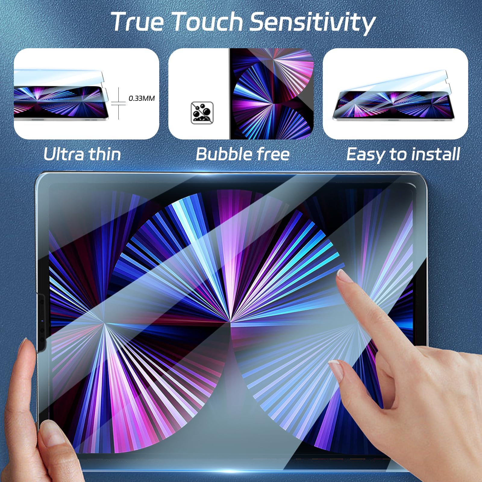Zenrich [2Pack] Tempered Glass Screen Protector For Ipad Pro 11 Inch (4Th/3Rd/2Nd Generation) With [Anti Blue Light] [Anti Glare