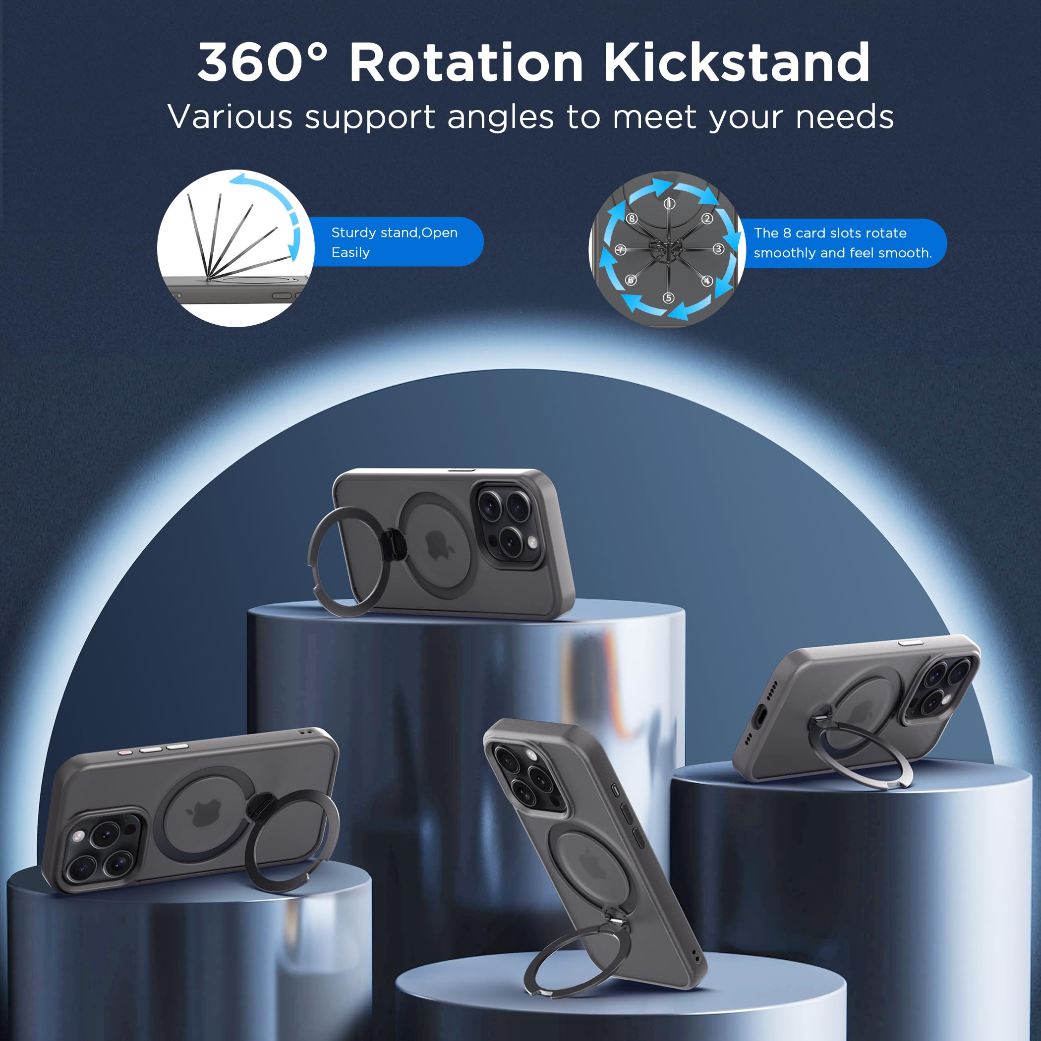 Cacoe Magnetic Case For Iphone 13 Pro Max 6.7 Inch With 360 Rotatable Ring Stand, Compatible With Magsafe Car Phone Mount, Cases